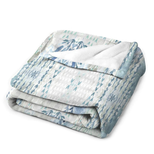 Watercolor Flannel Blanket - Blue Cava