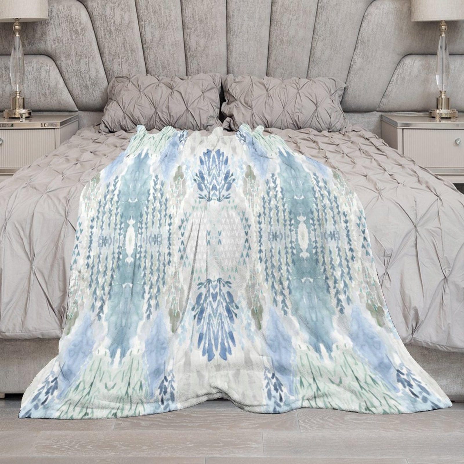 Watercolor Flannel Blanket - Blue Cava