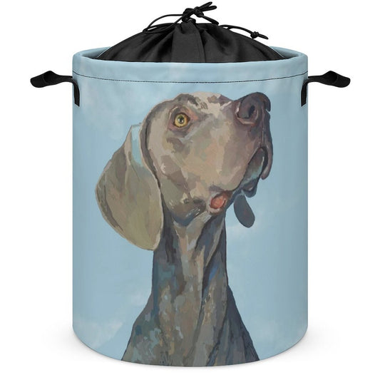 Weimaraner Drawstring Collapsible Basket - Blue Cava