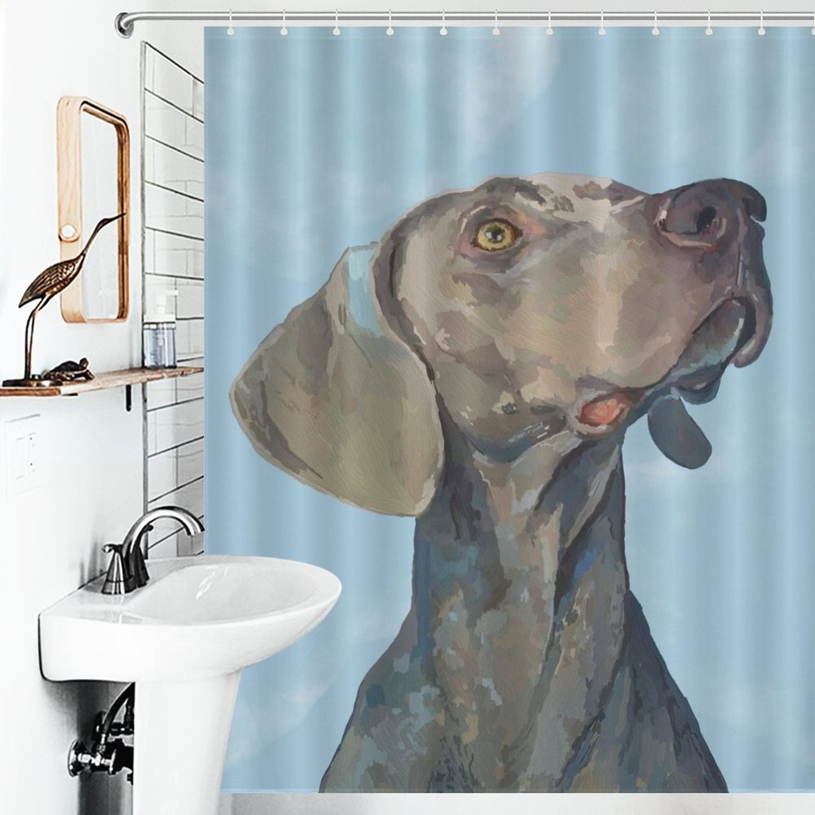 Weimaraner Shower Curtain-66x72Inch (168x183cm) - Blue Cava