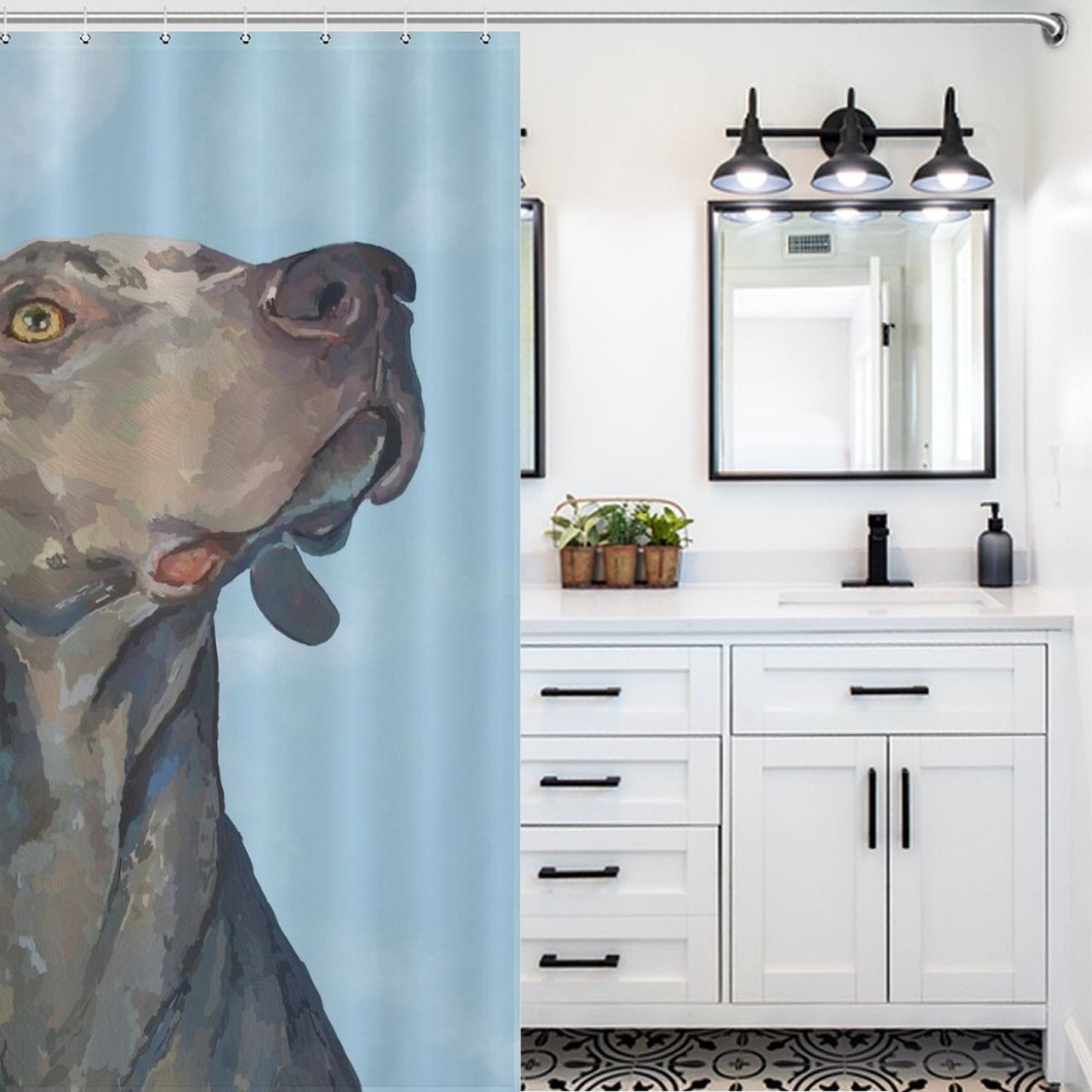 Weimaraner Shower Curtain-66x72Inch (168x183cm) - Blue Cava