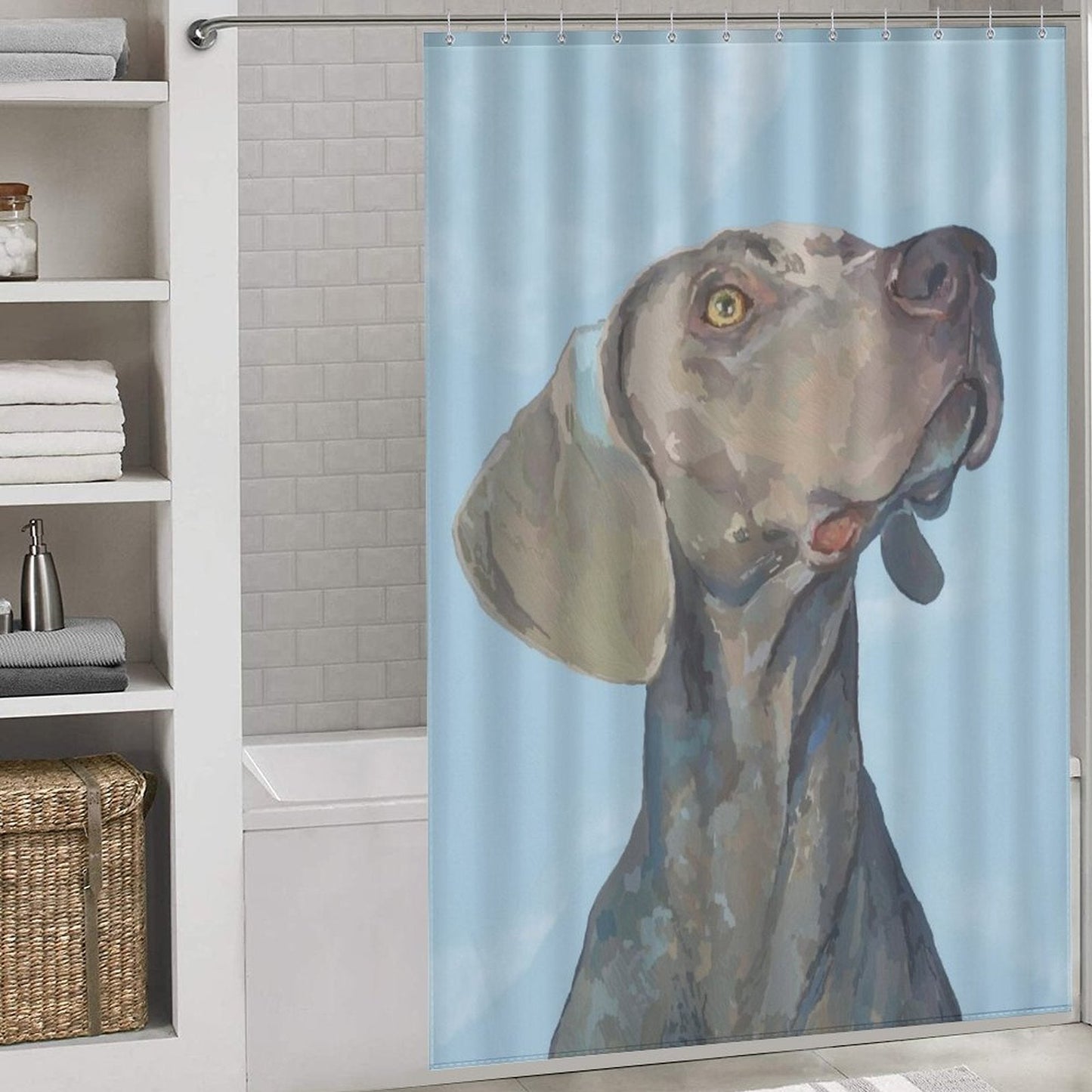 Weimaraner Shower Curtain-66x72Inch (168x183cm) - Blue Cava