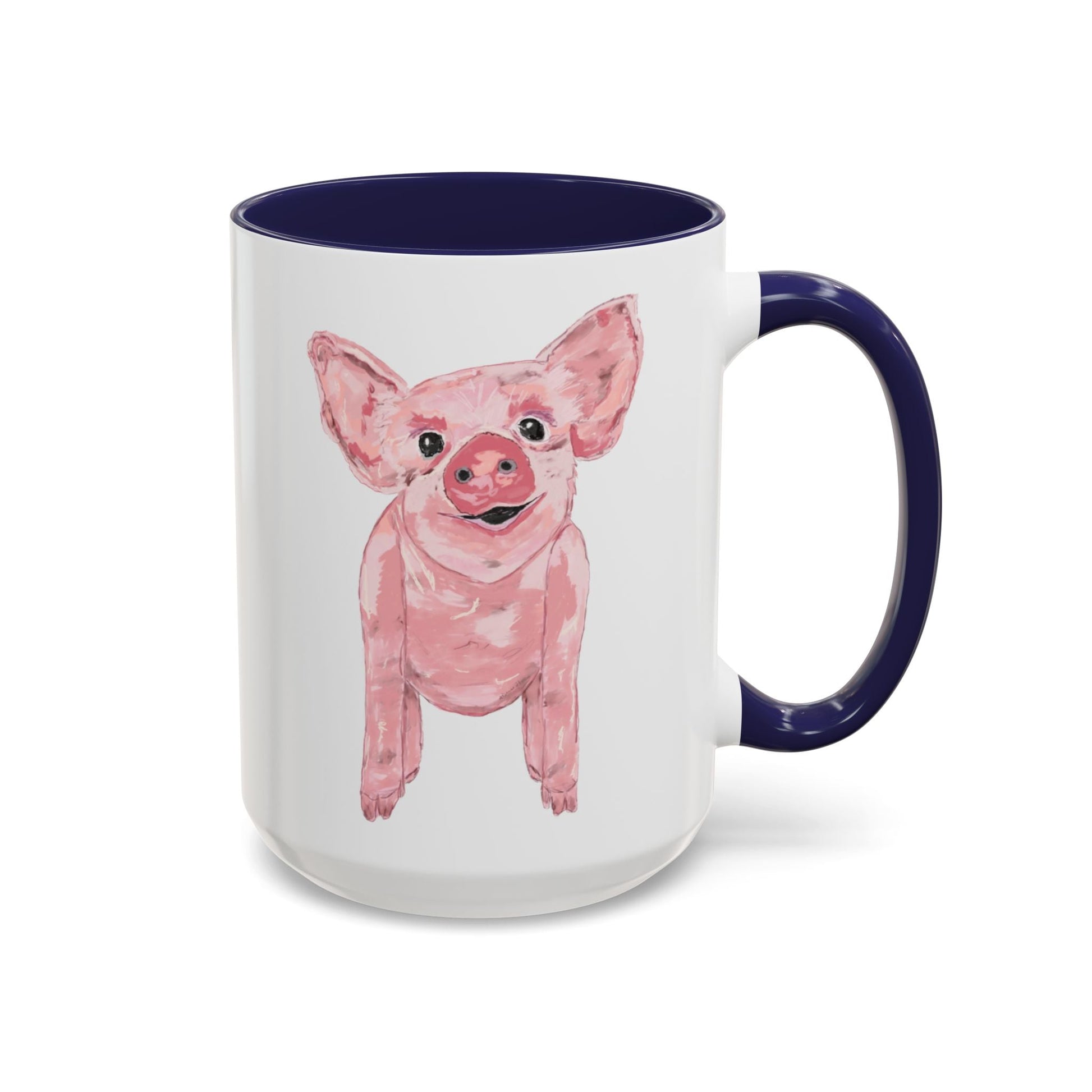 “Wilbur” Pig two tone Coffee Mug (11, 15oz) - Blue Cava