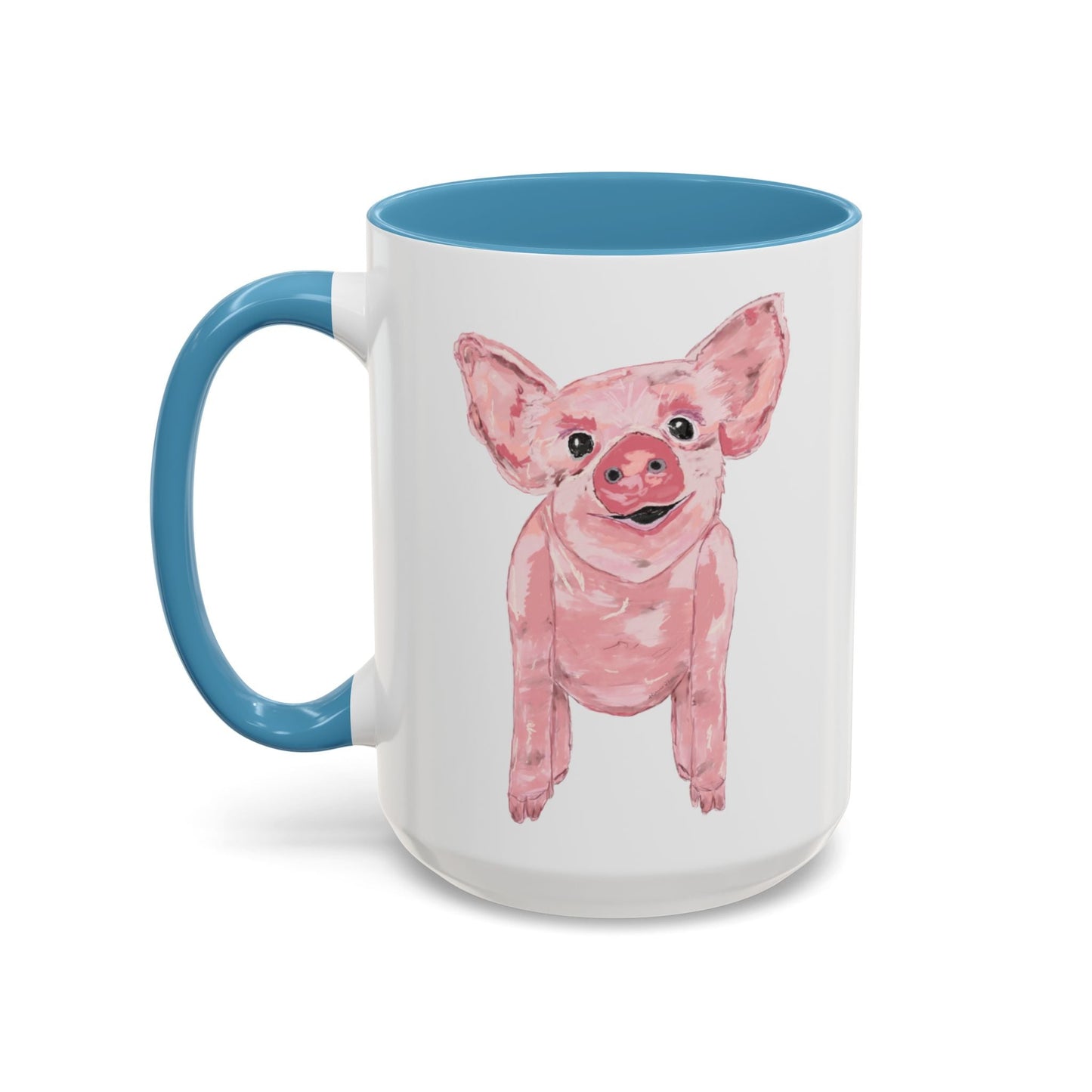 “Wilbur” Pig two tone Coffee Mug (11, 15oz) - Blue Cava