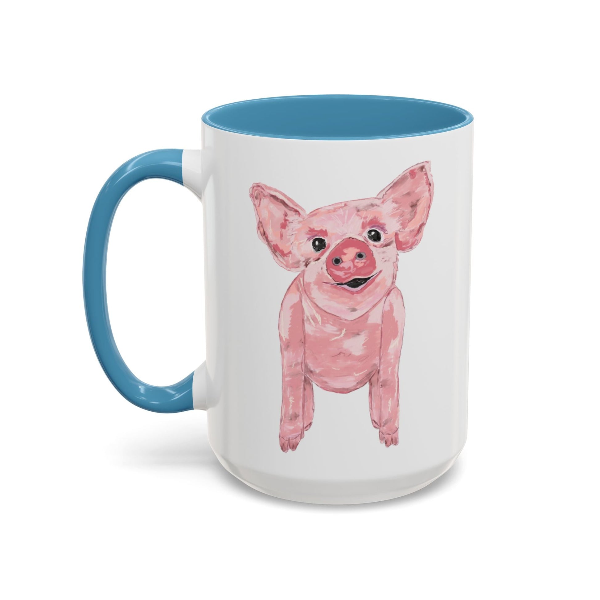 “Wilbur” Pig two tone Coffee Mug (11, 15oz) - Blue Cava