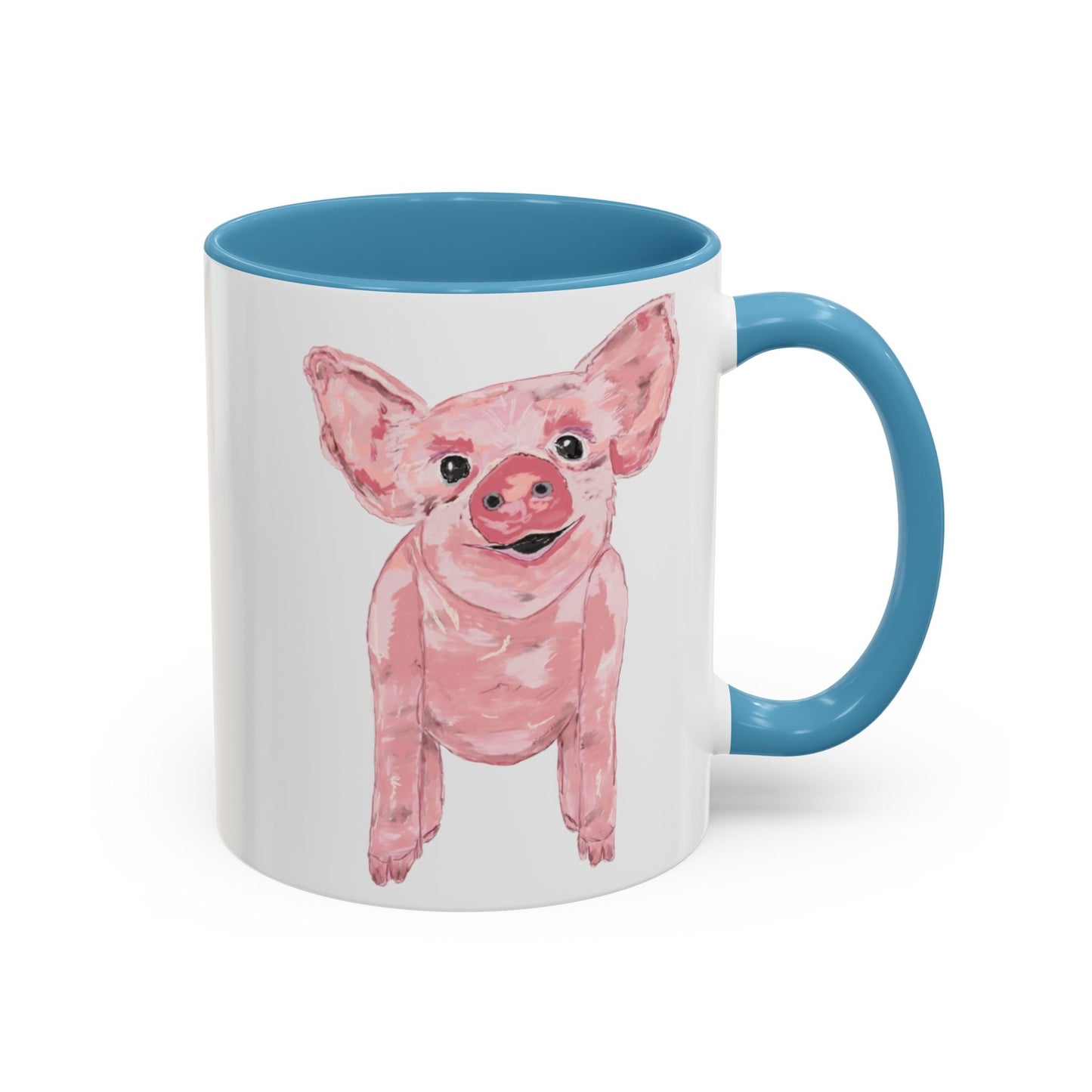 “Wilbur” Pig two tone Coffee Mug (11, 15oz) - Blue Cava