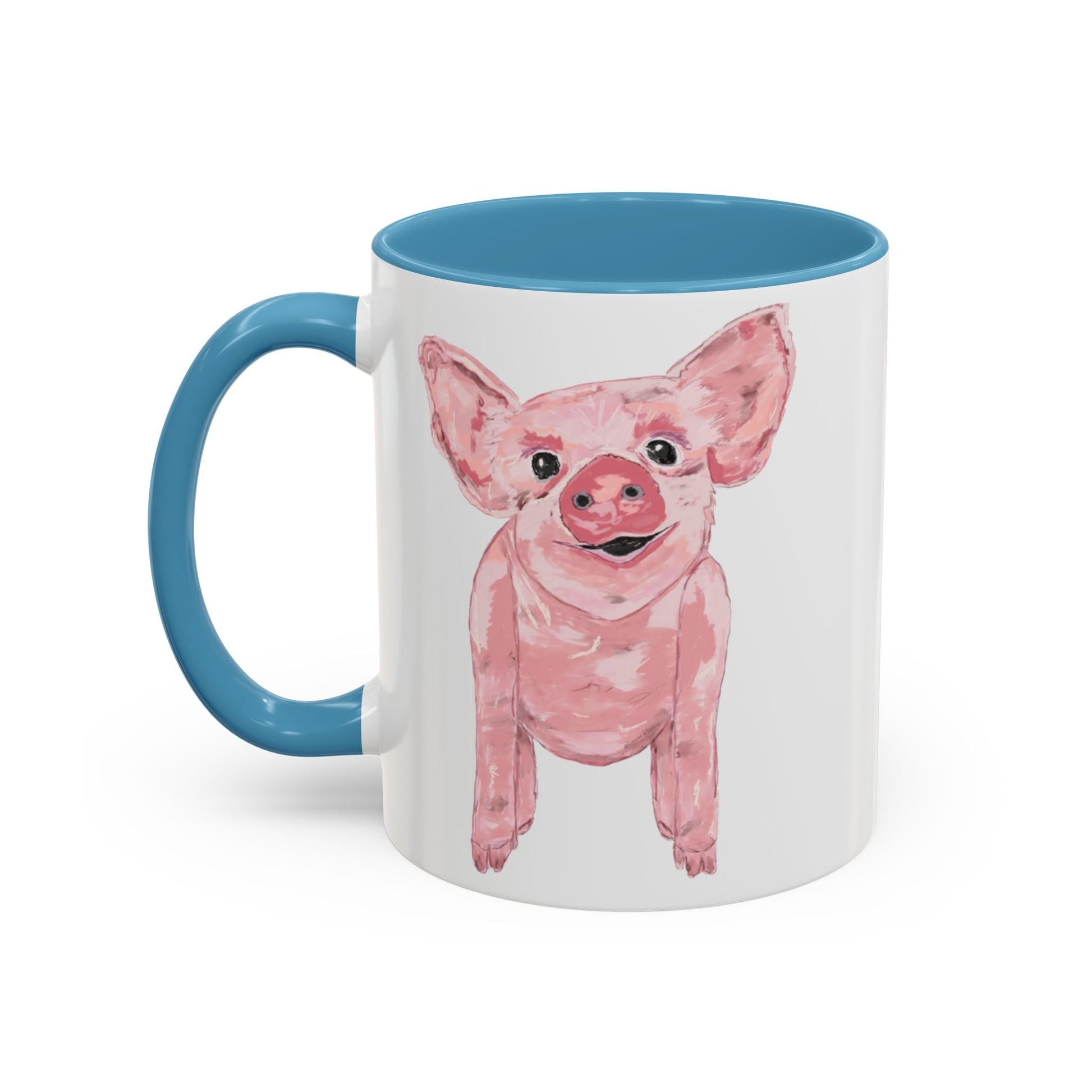 “Wilbur” Pig two tone Coffee Mug (11, 15oz) - Blue Cava