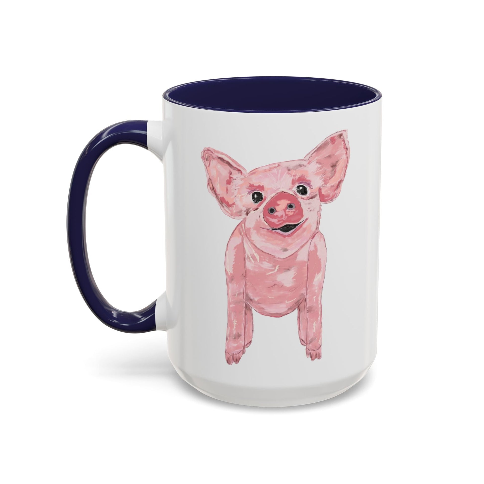 “Wilbur” Pig two tone Coffee Mug (11, 15oz) - Blue Cava