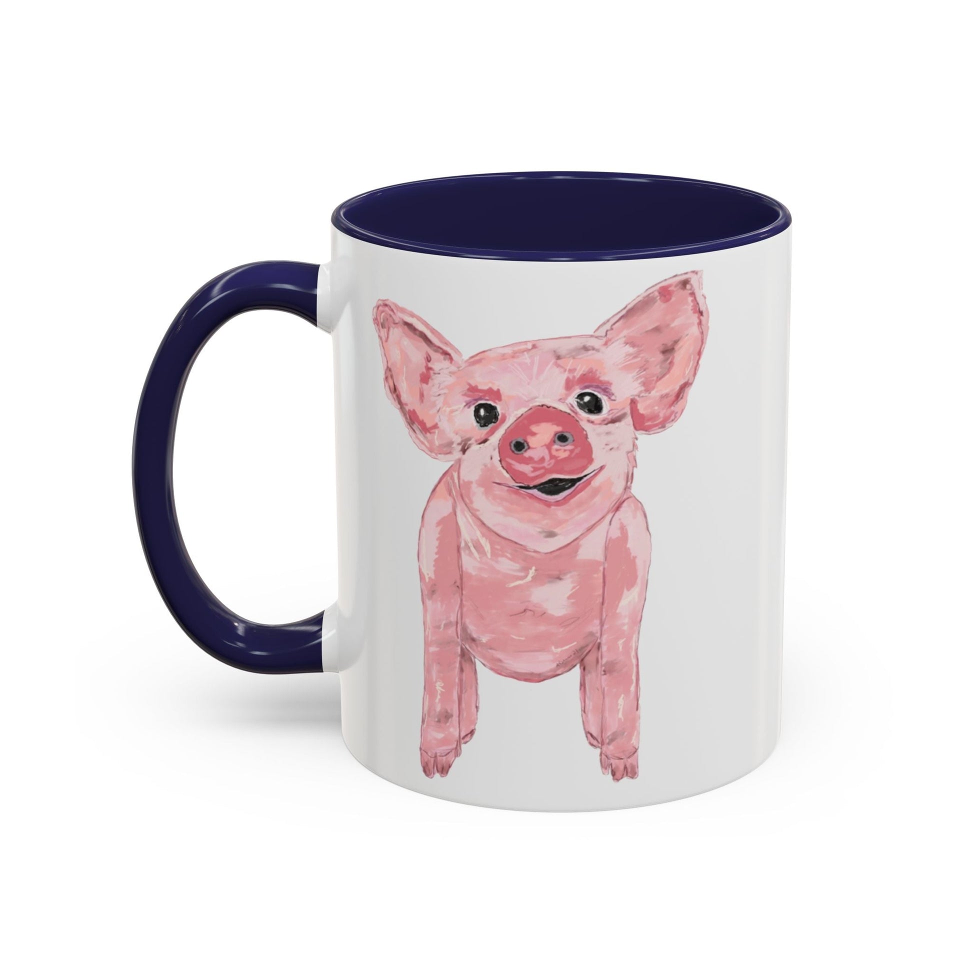 “Wilbur” Pig two tone Coffee Mug (11, 15oz) - Blue Cava