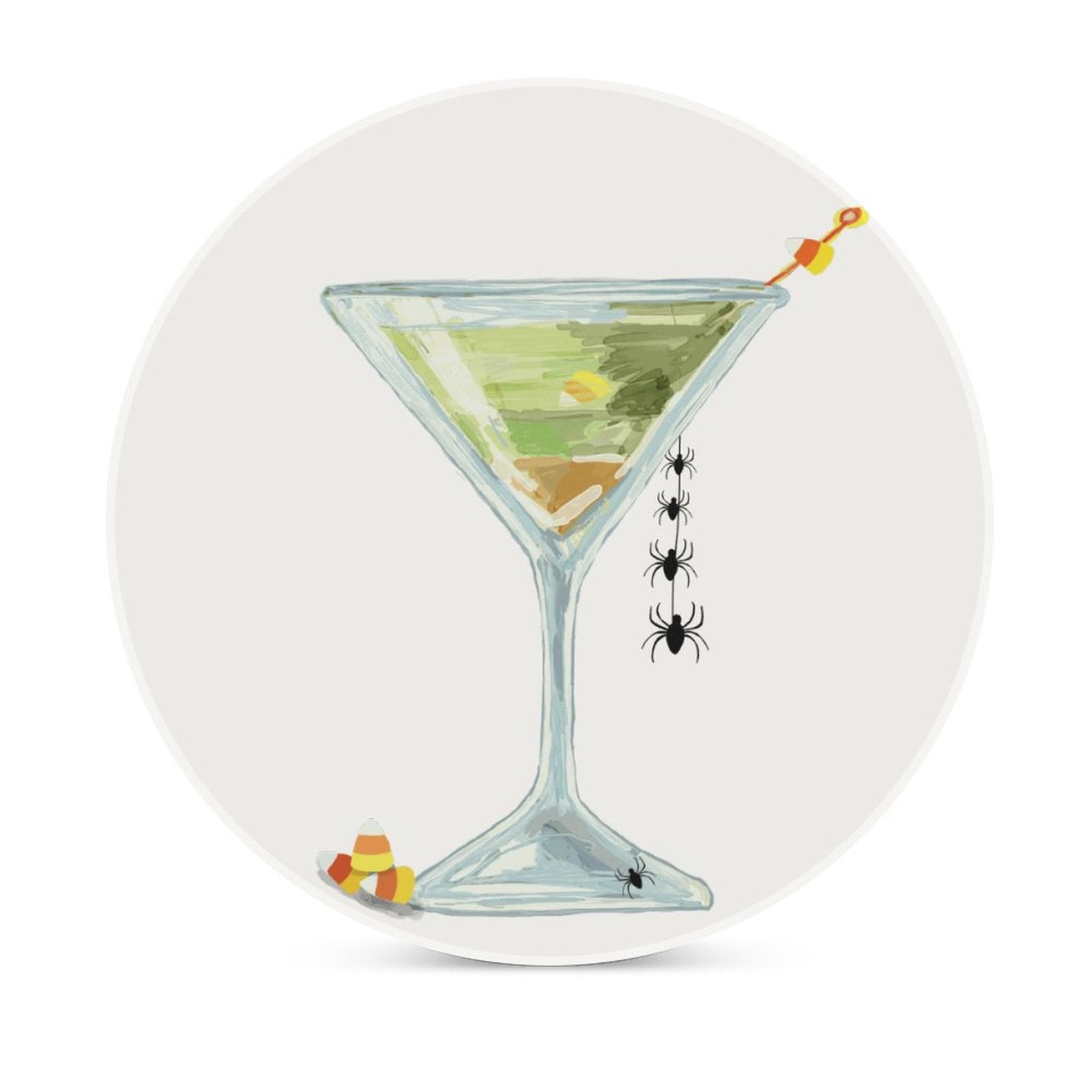 Witches Brew Martini Ceramic Coaster - Blue Cava