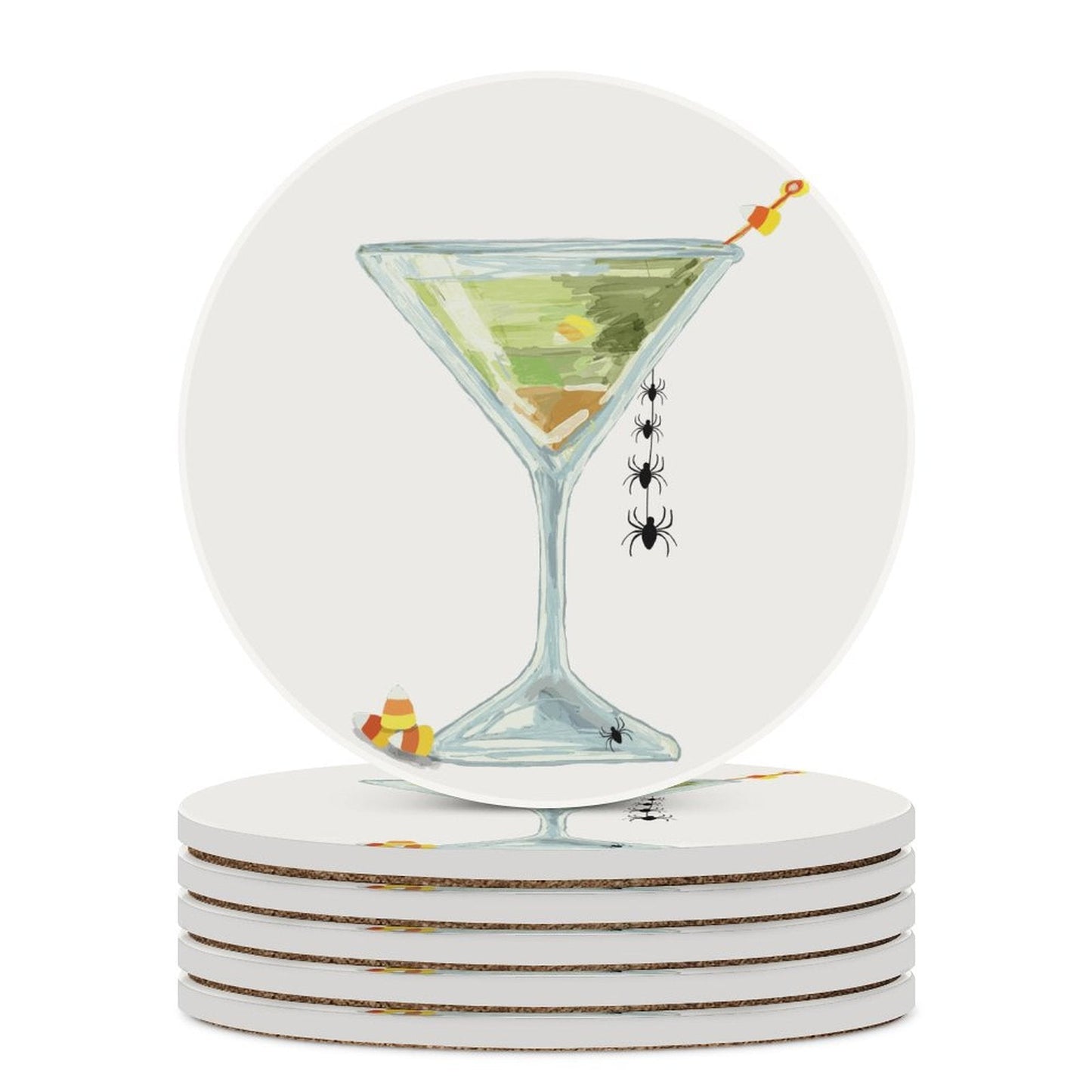 Witches Brew Martini Ceramic Coaster - Blue Cava