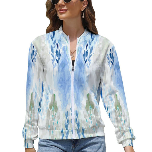 Women's Zipper Jacket LLJK (All - Over Printing) - Blue Cava