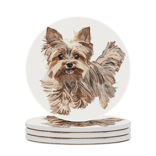 Yorkshire Terrier Ceramic Coaster - Blue Cava