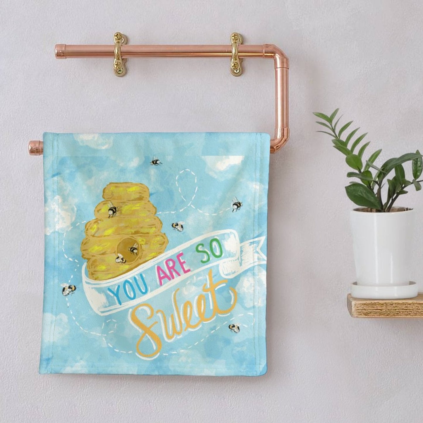 You Are So Sweet Bee Hand Towel - Blue Cava