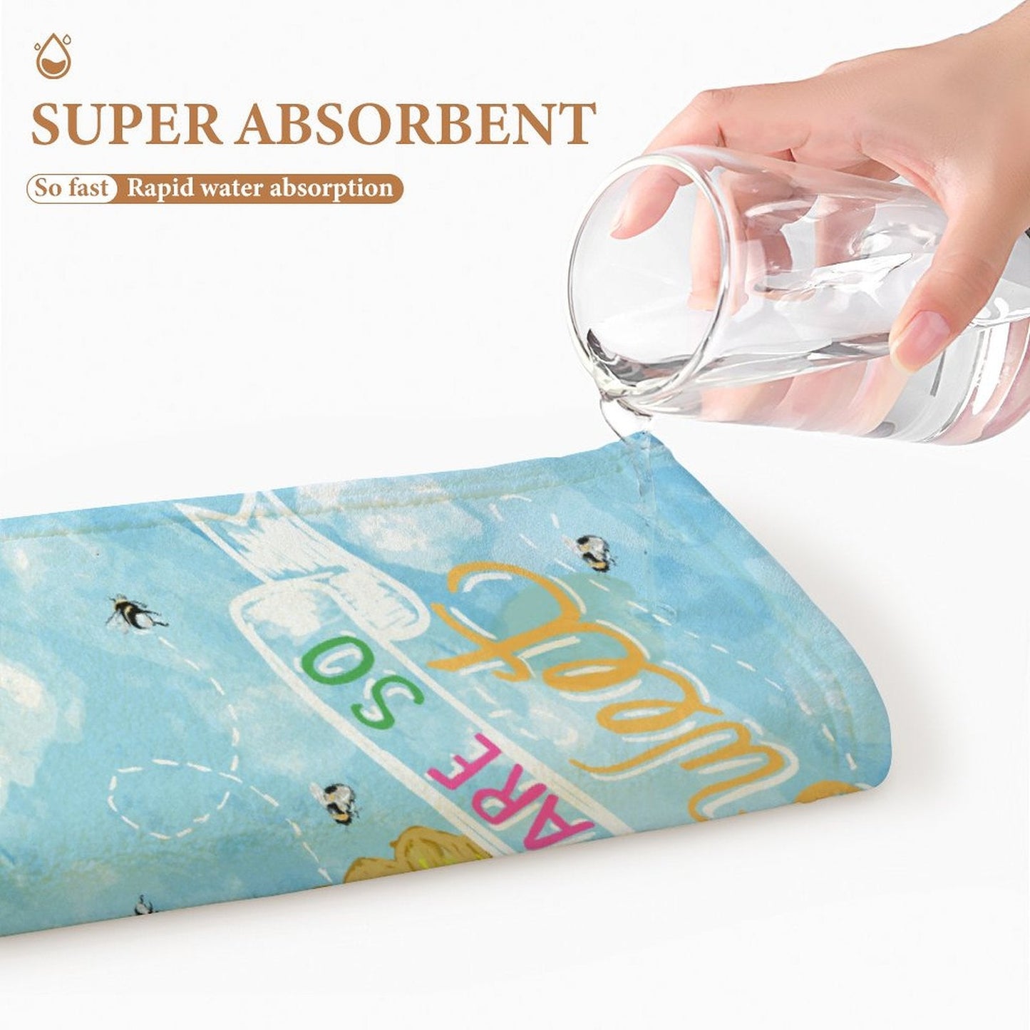 You Are So Sweet Bee Hand Towel - Blue Cava