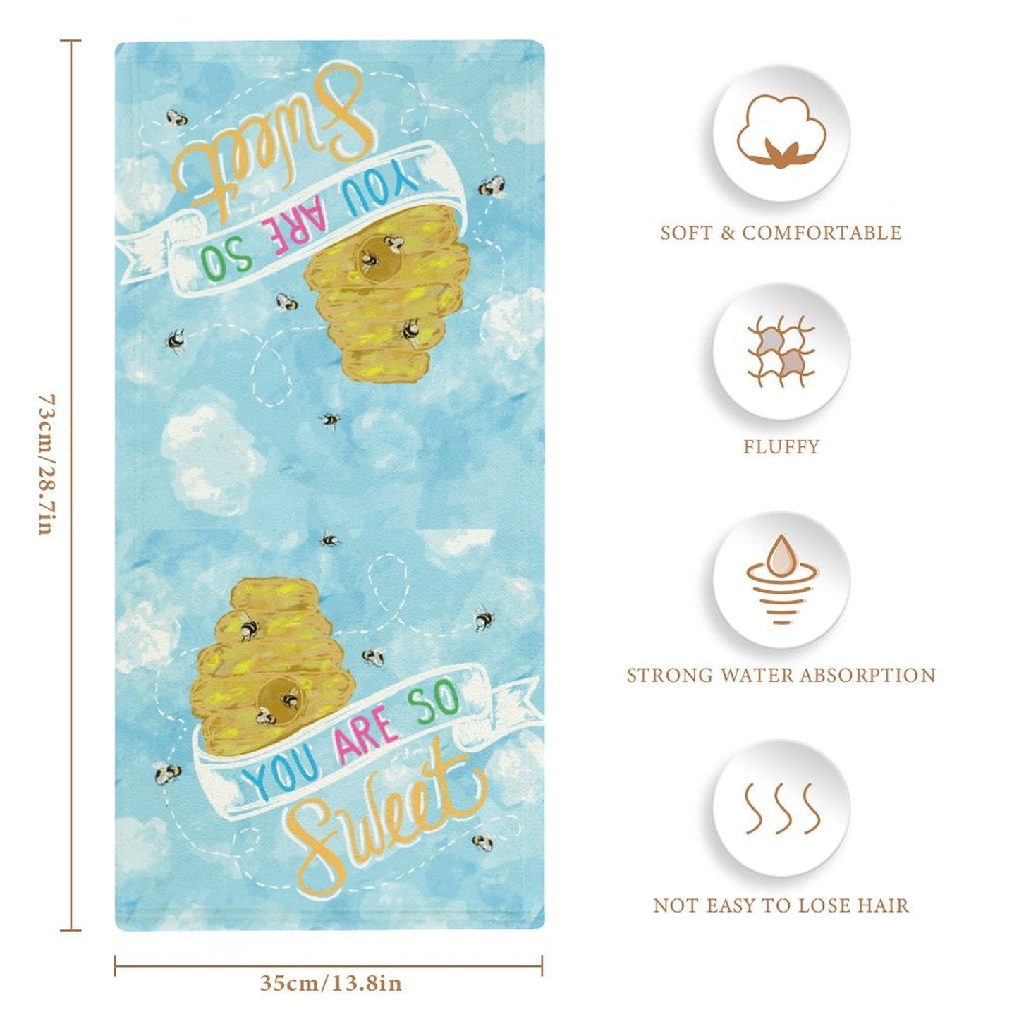 You Are So Sweet Bee Hand Towel - Blue Cava