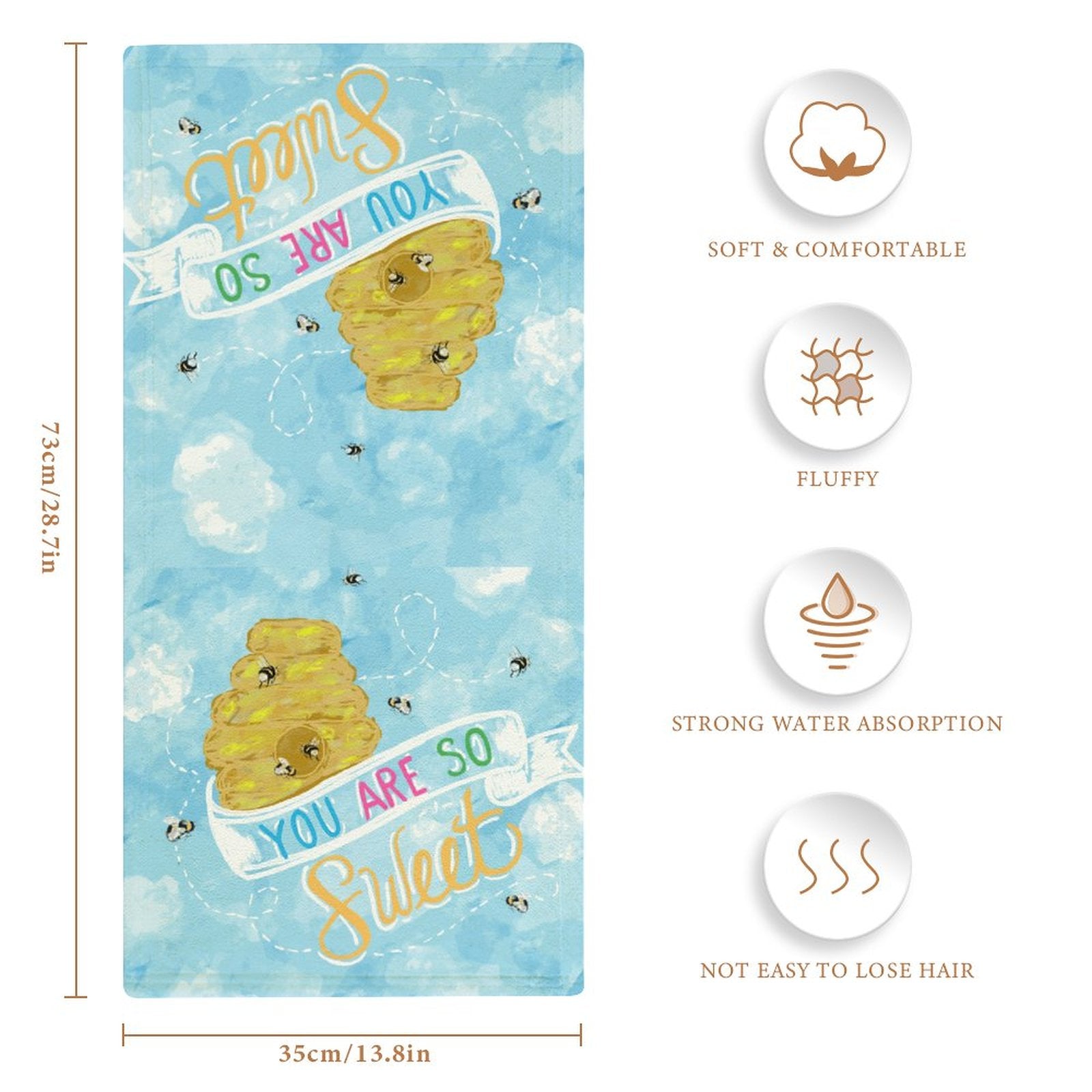 You Are So Sweet Bee Hand Towel - Blue Cava