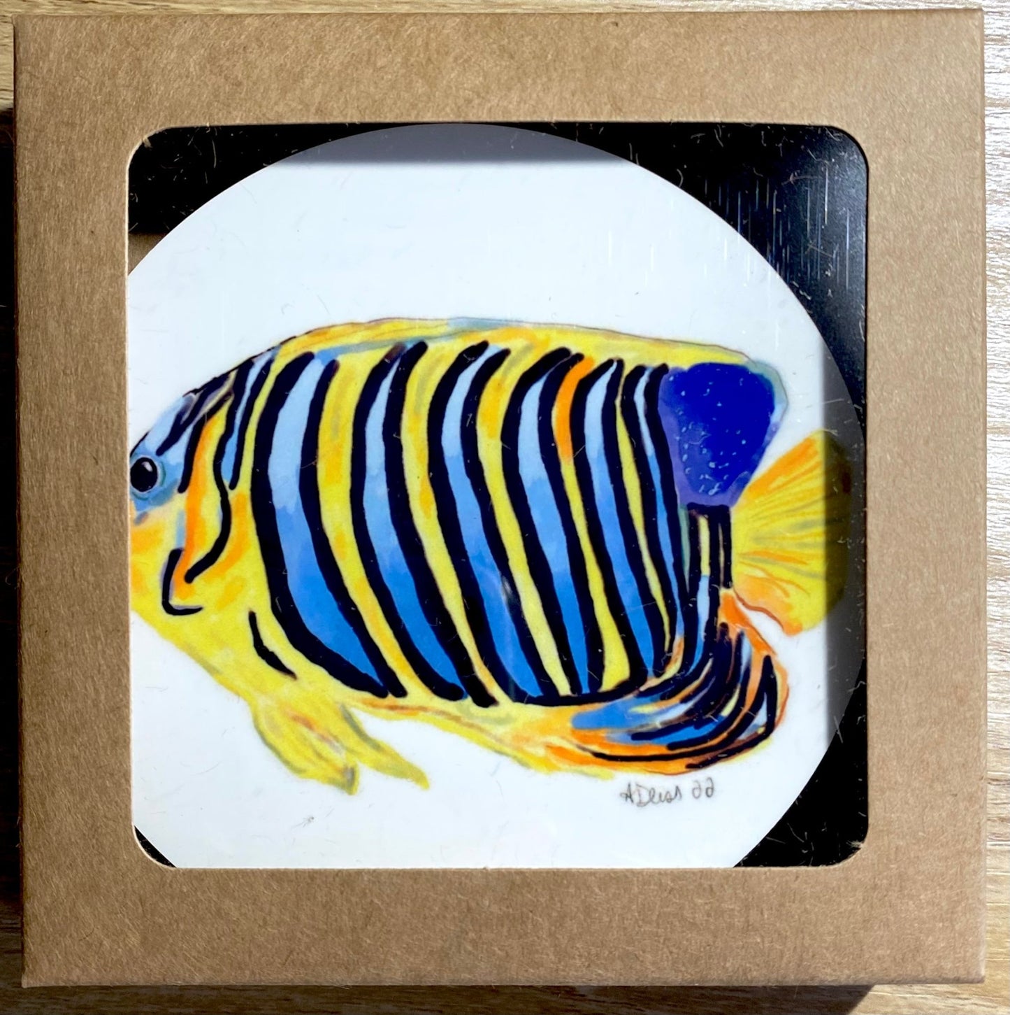 Angel Fish - Round Coaster set - Blue Cava