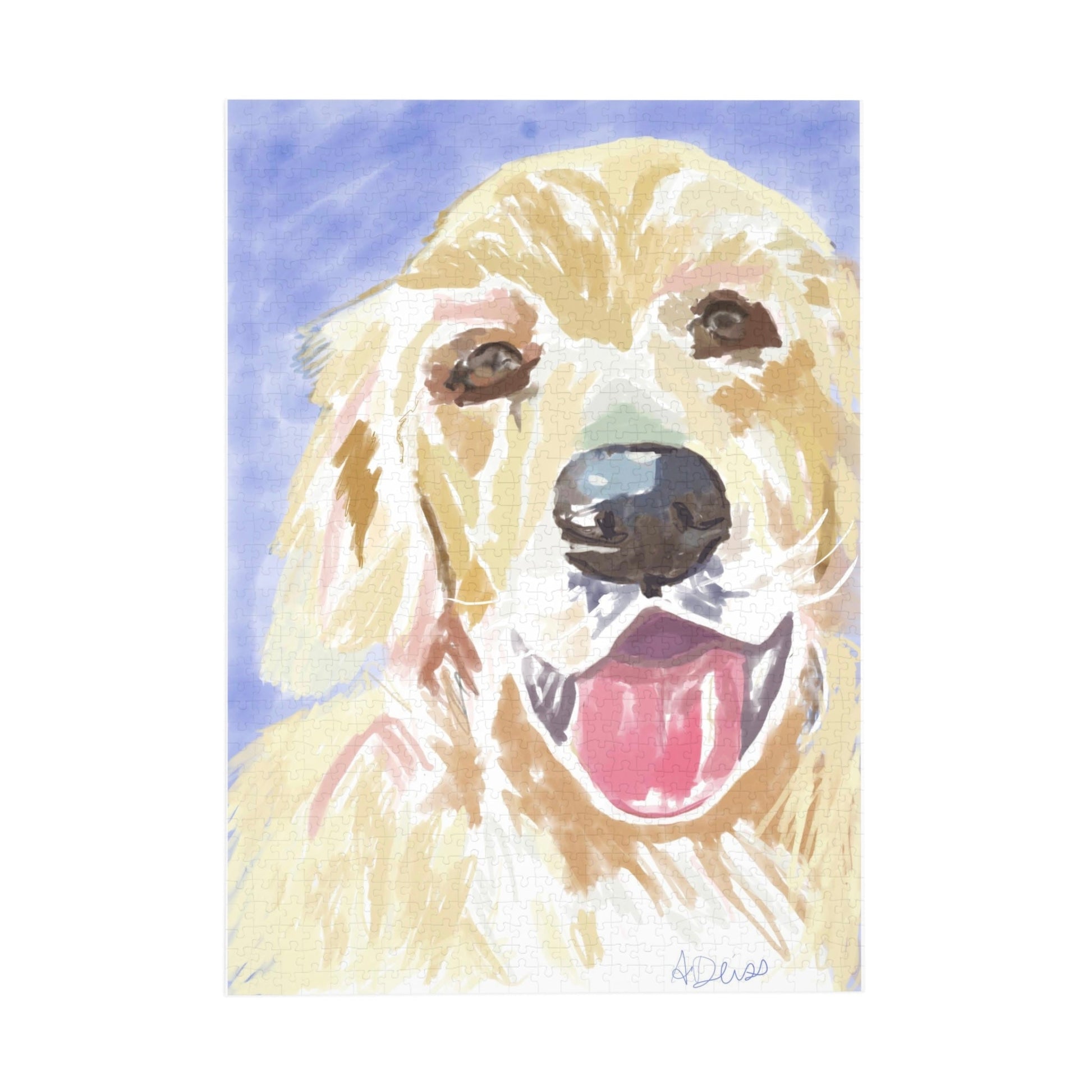 “Asher” Golden Retriever Puzzle (1000 -Piece) - Blue Cava