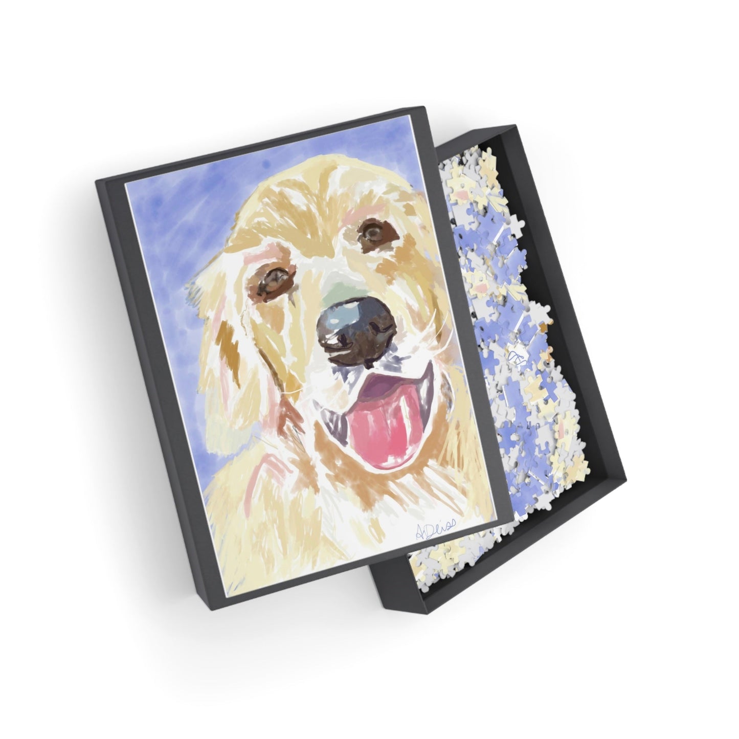 “Asher” Golden Retriever Puzzle (1000 -Piece) - Blue Cava