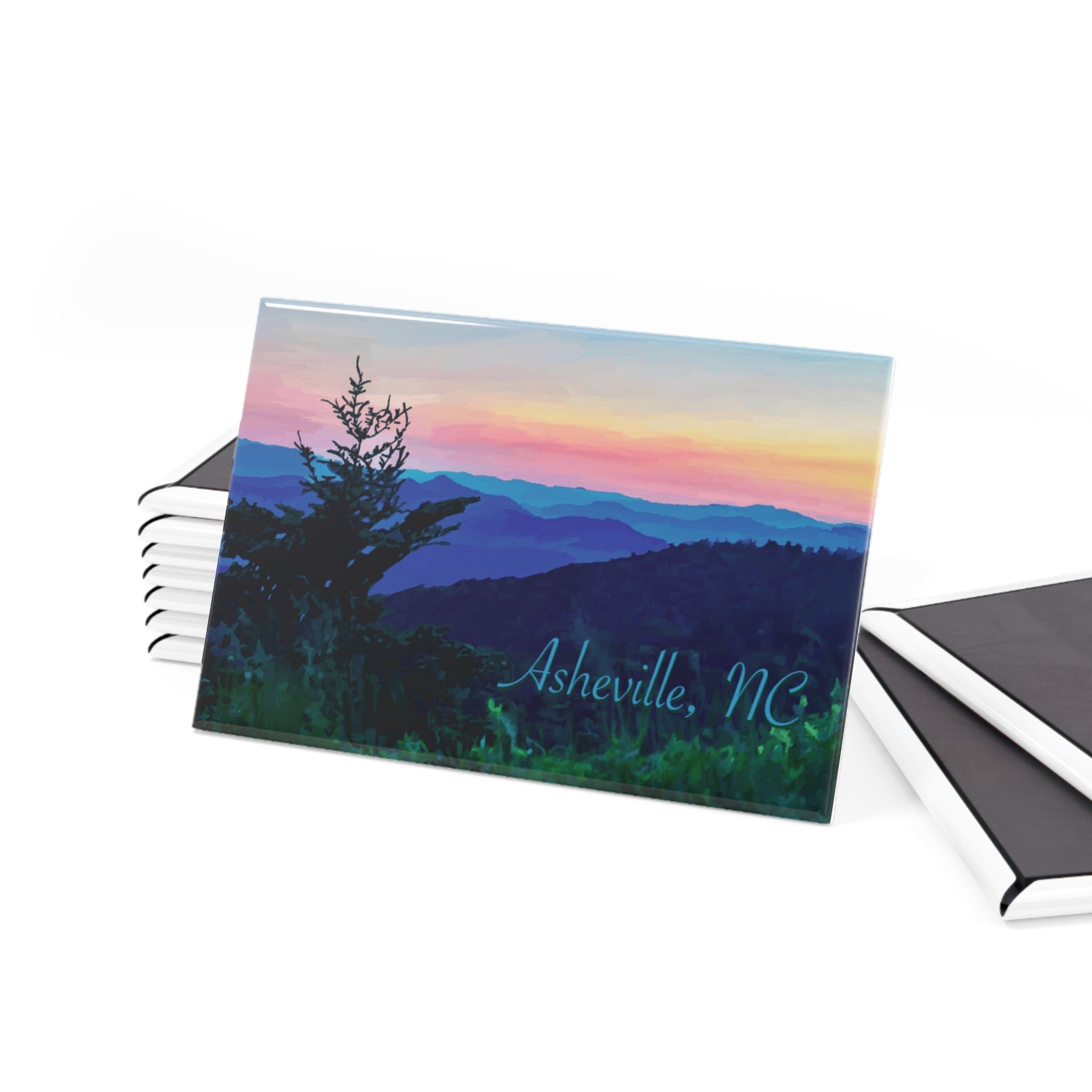 Asheville NC Magnet, Rectangle (1 & 10 pcs) - Blue Cava