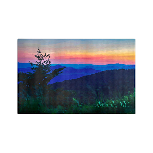 Asheville NC Microfiber Waffle Towel - Blue Cava