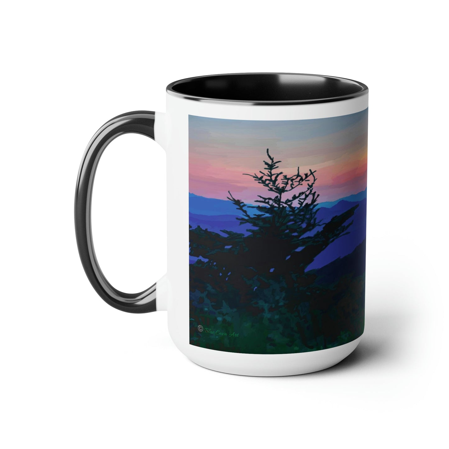 Asheville NC Two-Tone Coffee Mugs, 15oz - Blue Cava