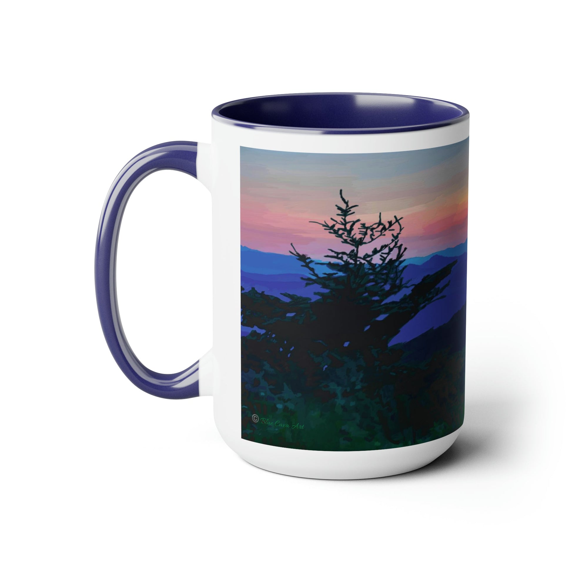 Asheville NC Two-Tone Coffee Mugs, 15oz - Blue Cava