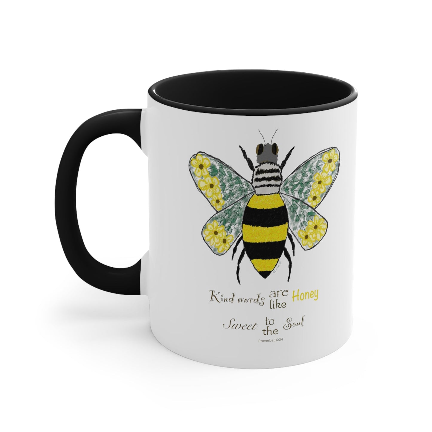 Bee Flower Accent Coffee Mug, 11oz - Blue Cava