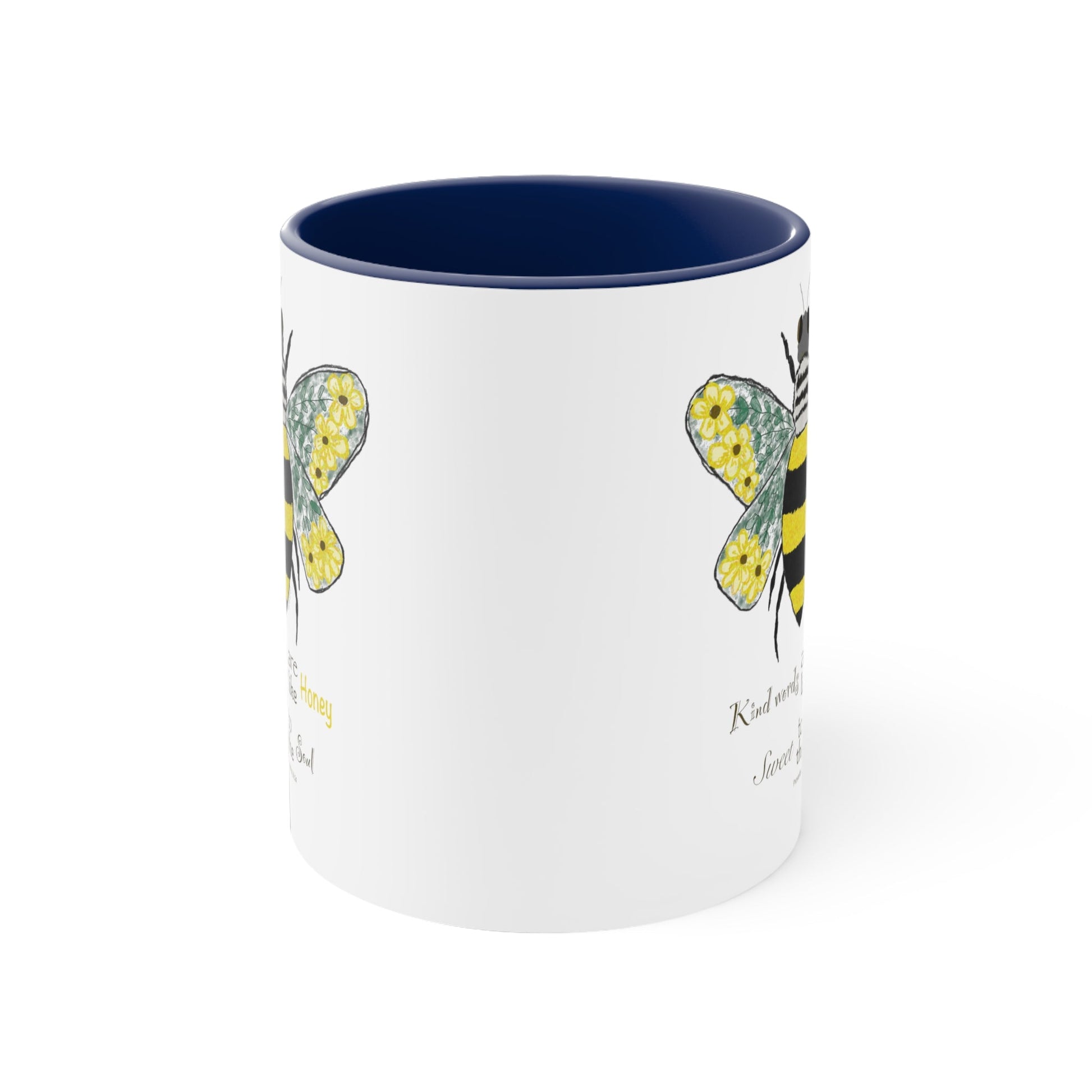 Bee Flower Accent Coffee Mug, 11oz - Blue Cava