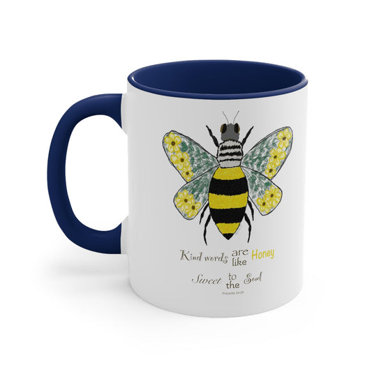 Bee Flower Accent Coffee Mug, 11oz - Blue Cava