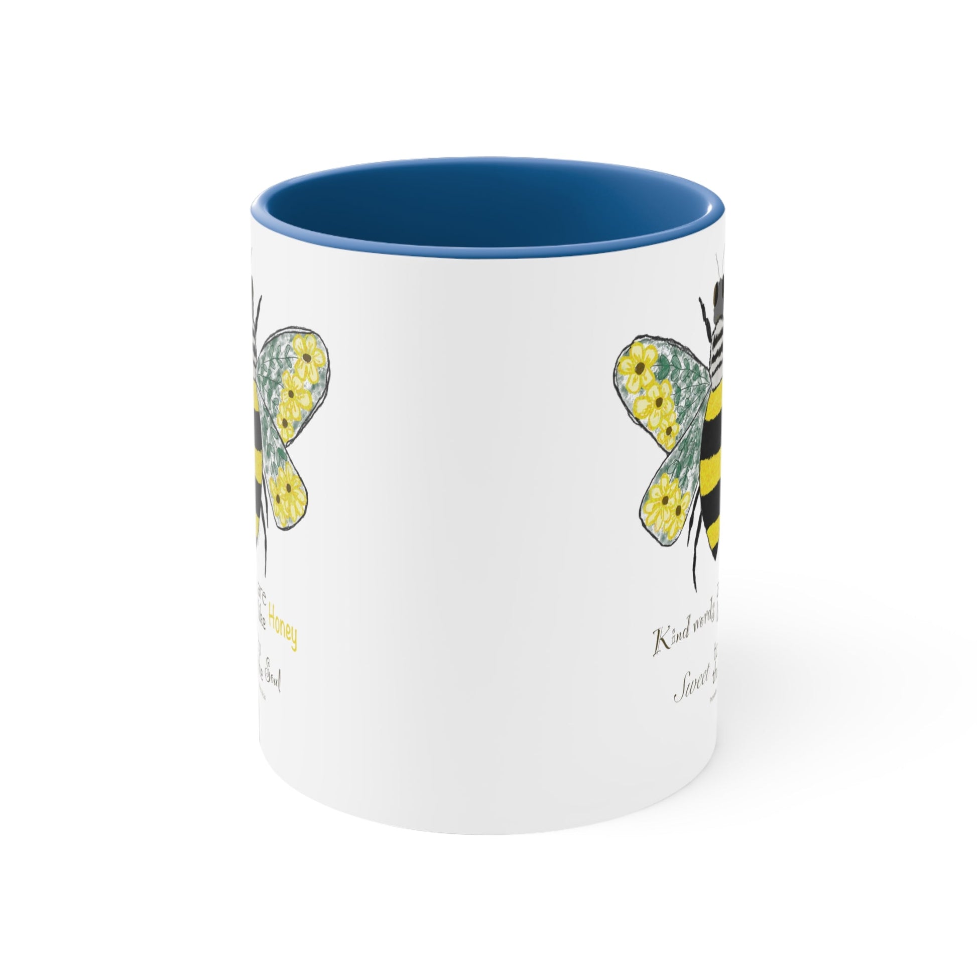 Bee Flower Accent Coffee Mug, 11oz - Blue Cava