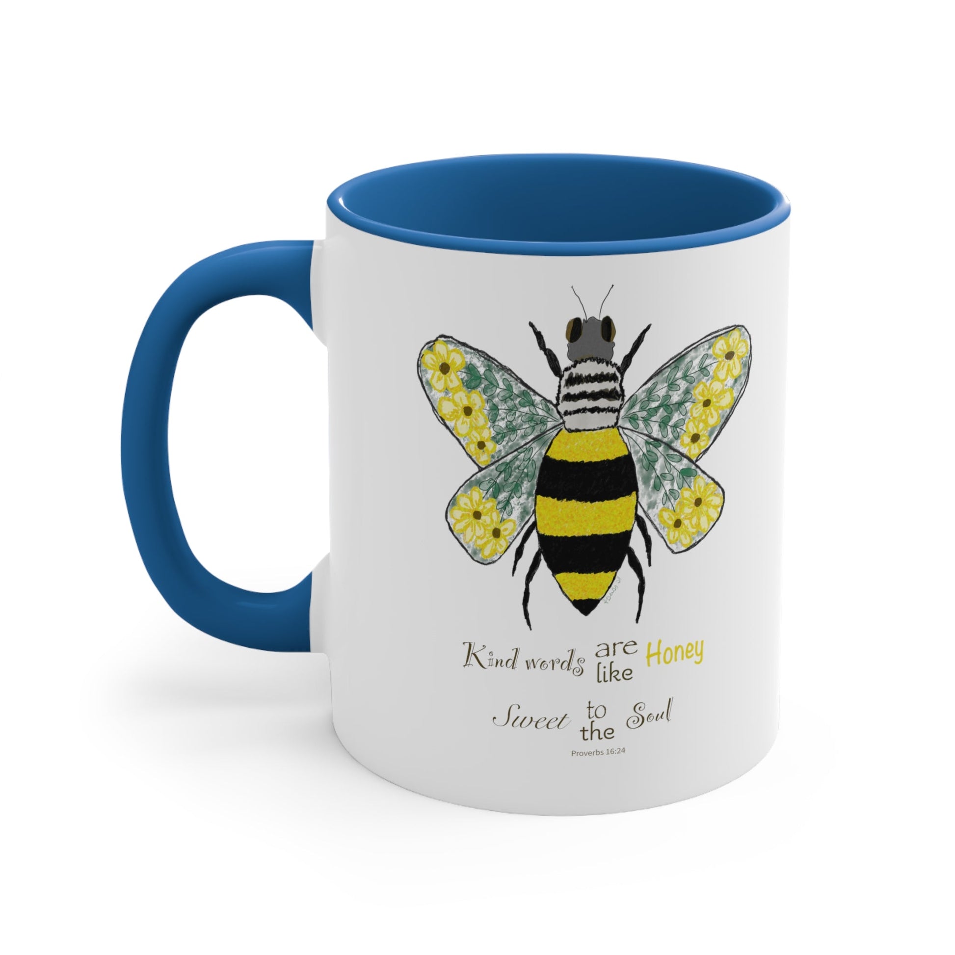 Bee Flower Accent Coffee Mug, 11oz - Blue Cava