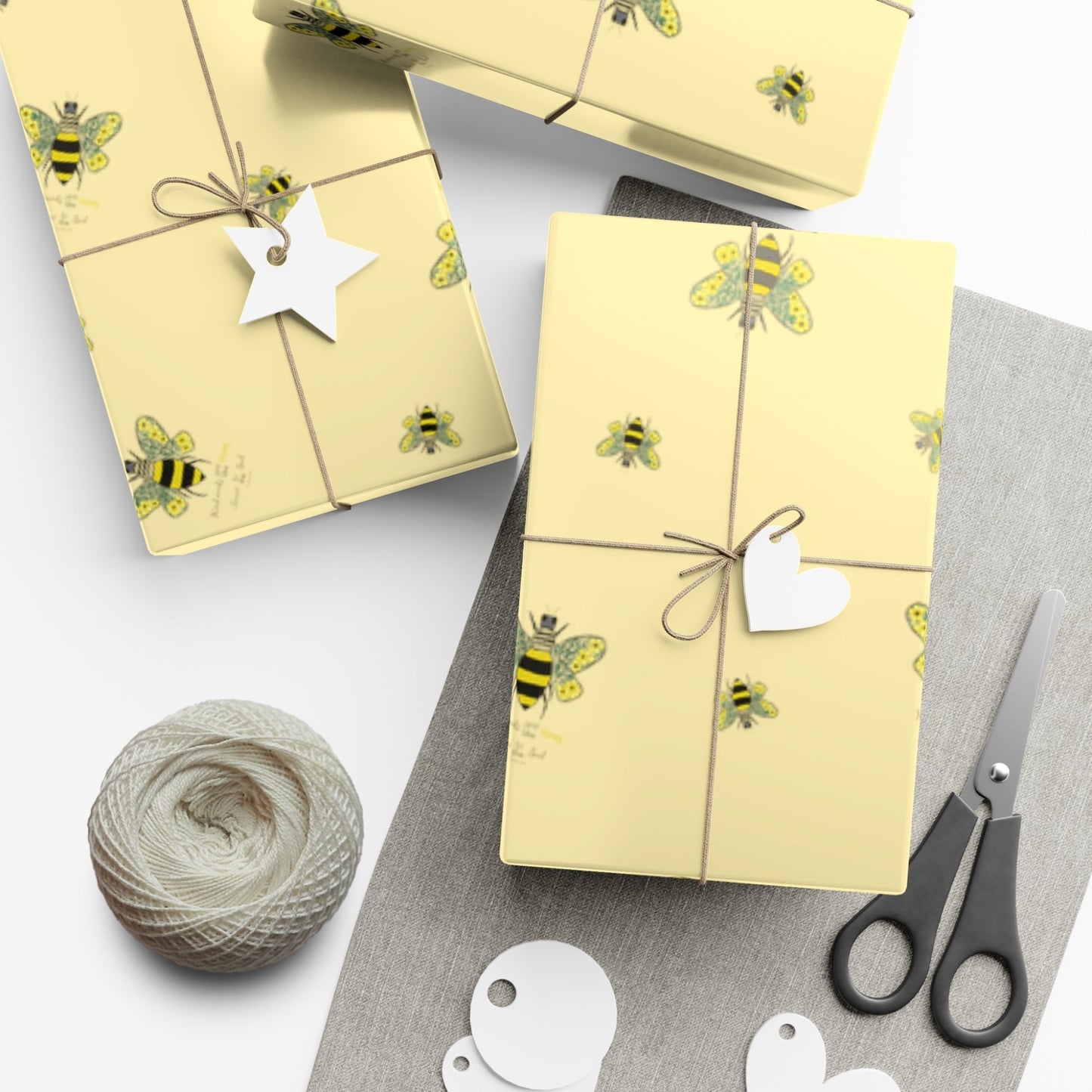 Bee Flower Gift Wrapping Paper - Blue Cava