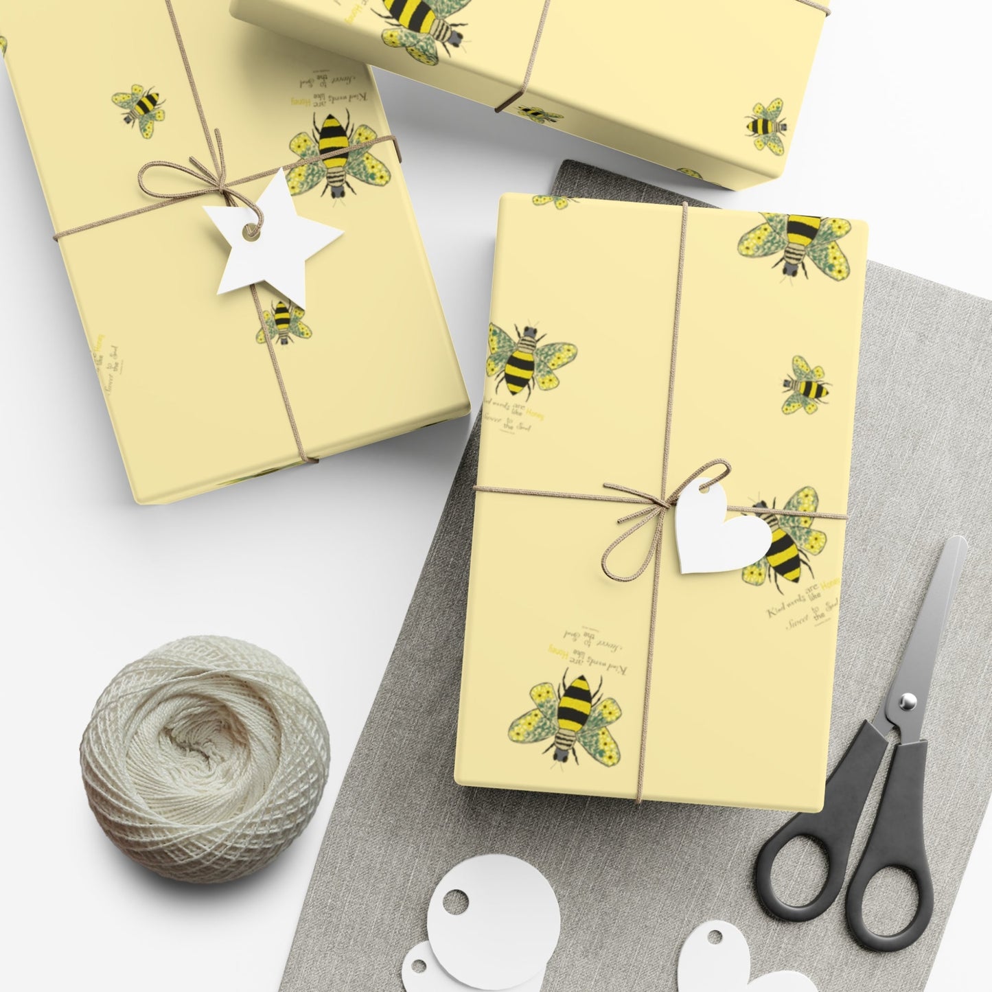 Bee Flower Gift Wrapping Paper - Blue Cava