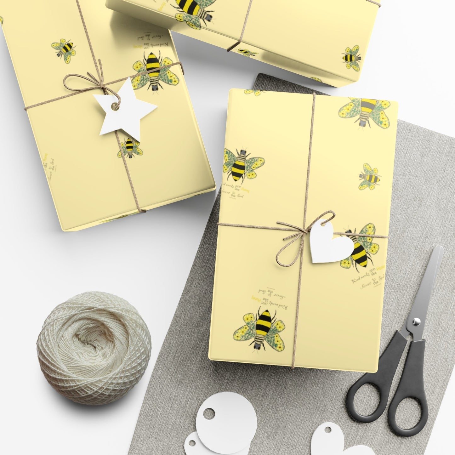 Bee Flower Gift Wrapping Paper - Blue Cava