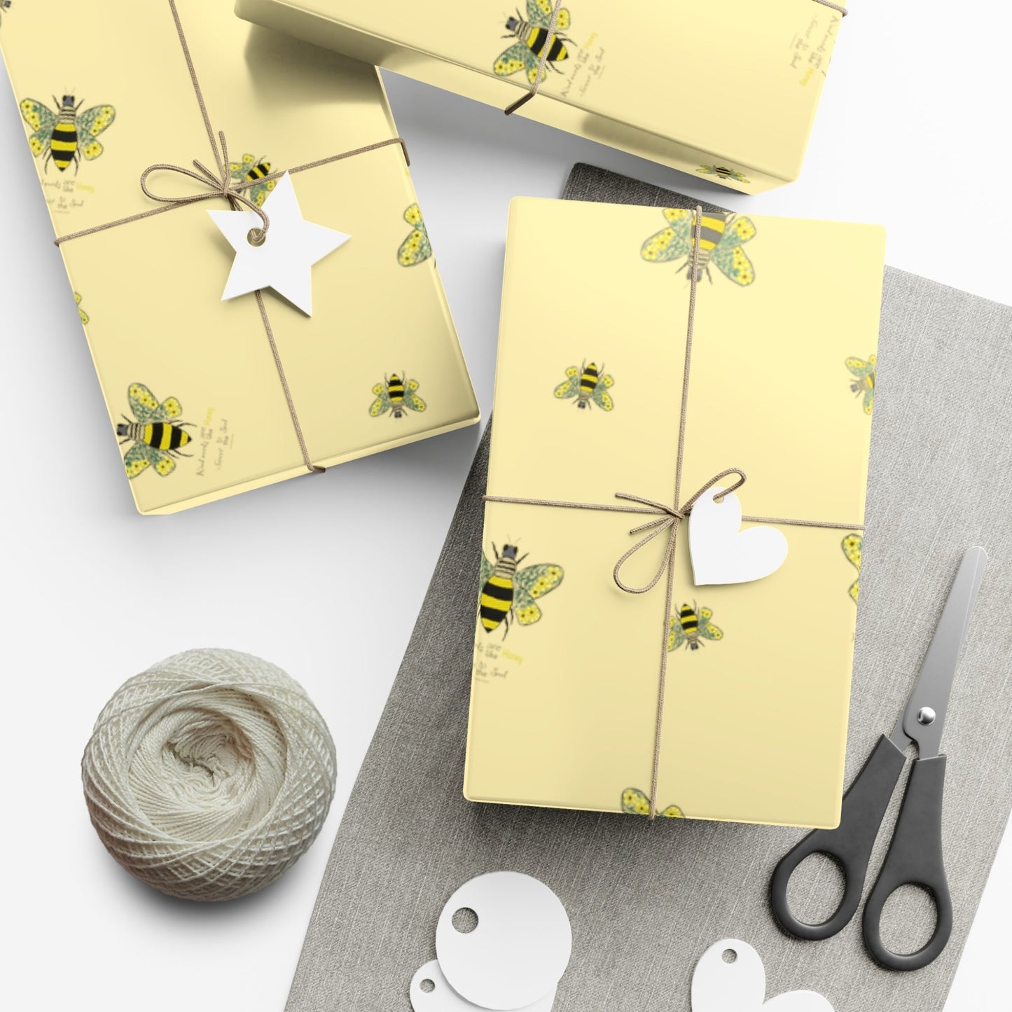 Bee Flower Gift Wrapping Paper - Blue Cava