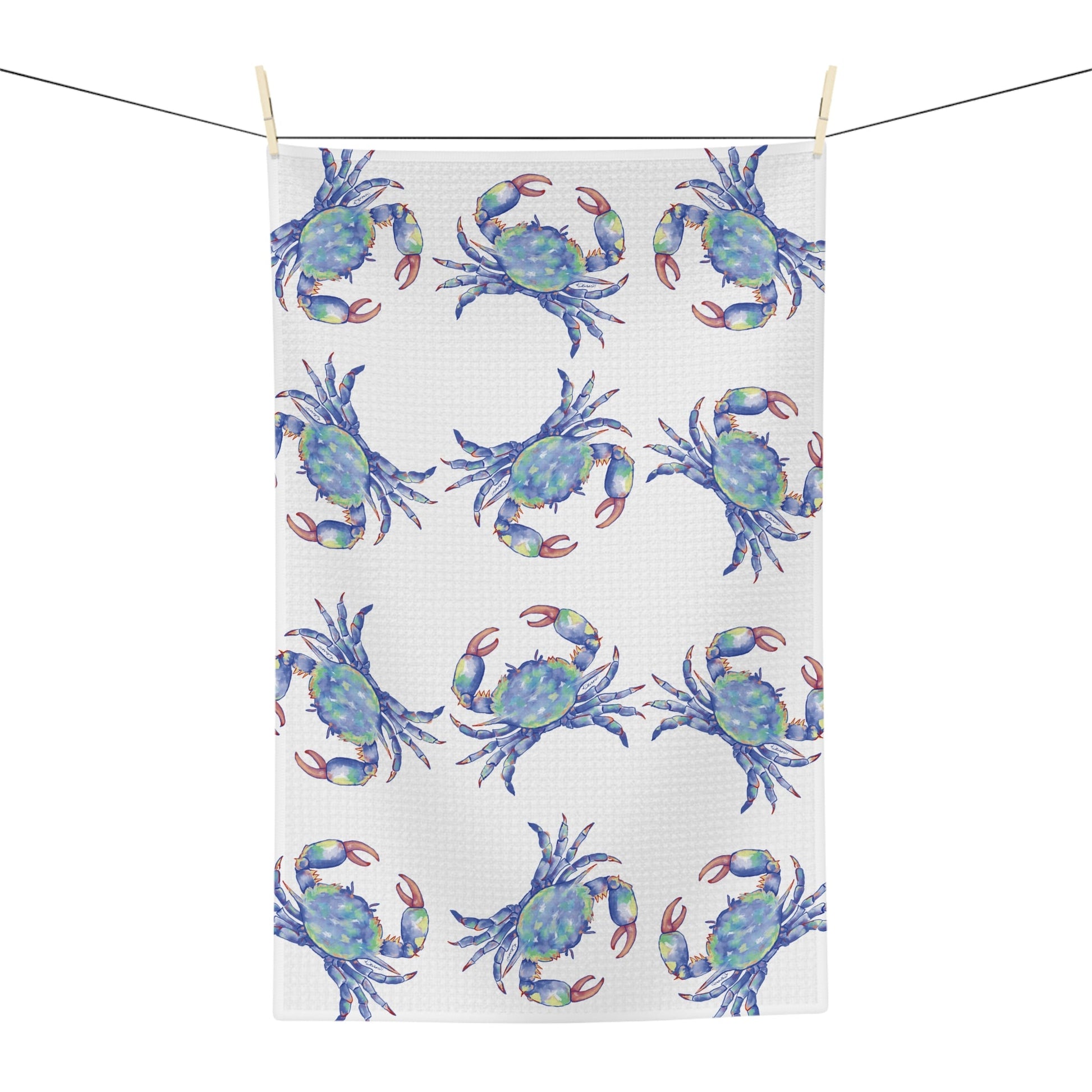 Blue Crabs Microfiber Waffle Towel - Blue Cava