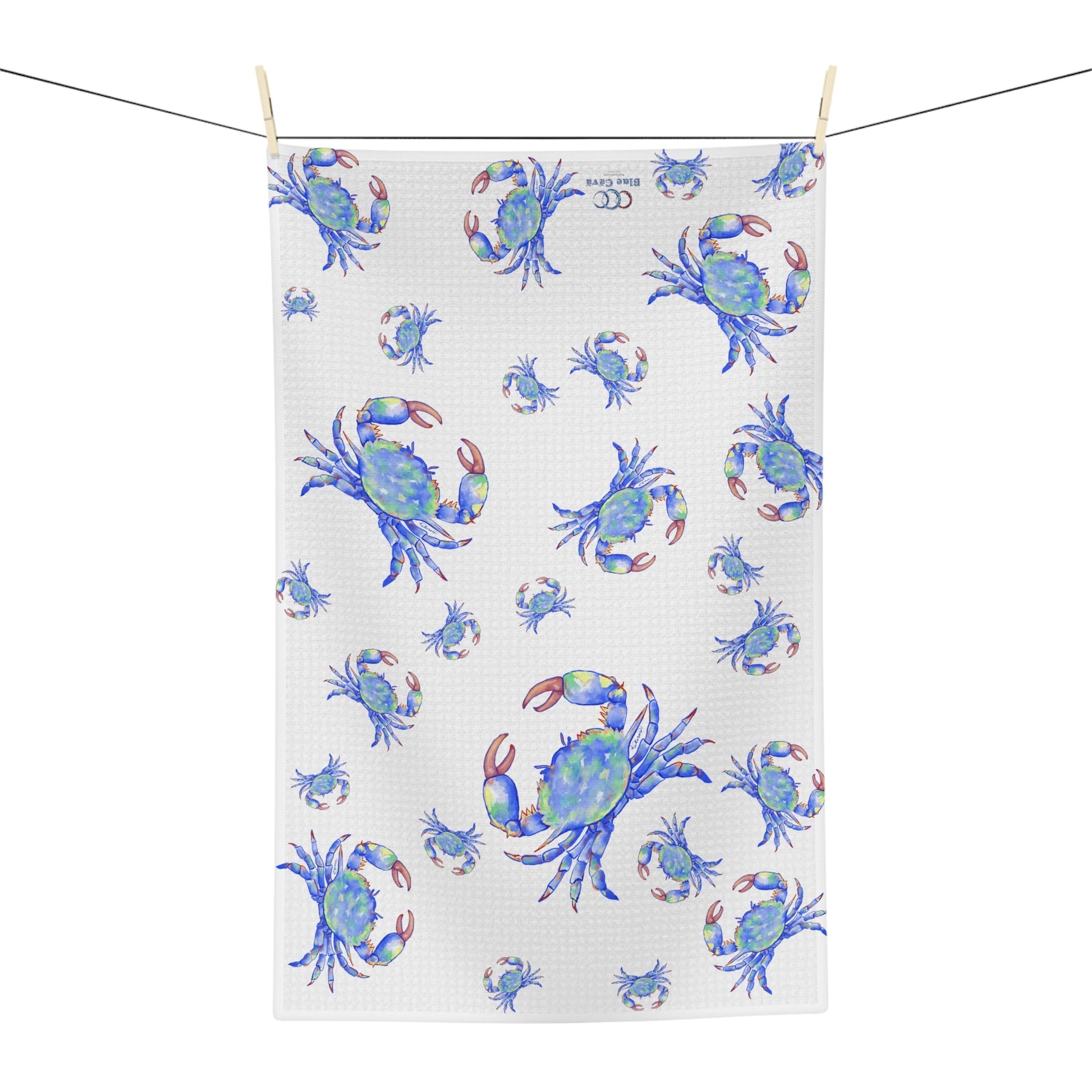 Blue Crabs Microfiber Waffle Towel - Blue Cava