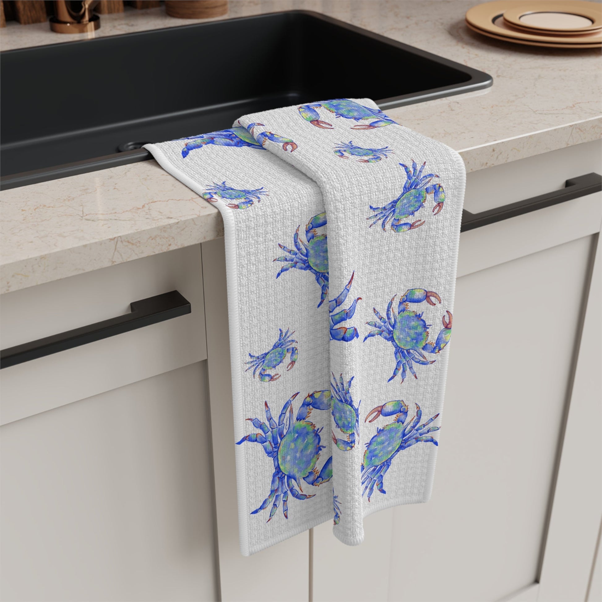 Blue Crabs Microfiber Waffle Towel - Blue Cava