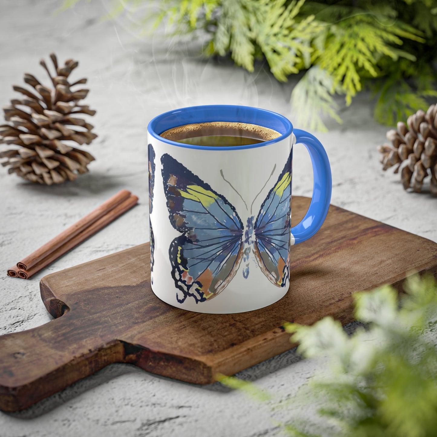 Butterfly Coffee Mugs, 11oz- Two tone - Blue Cava