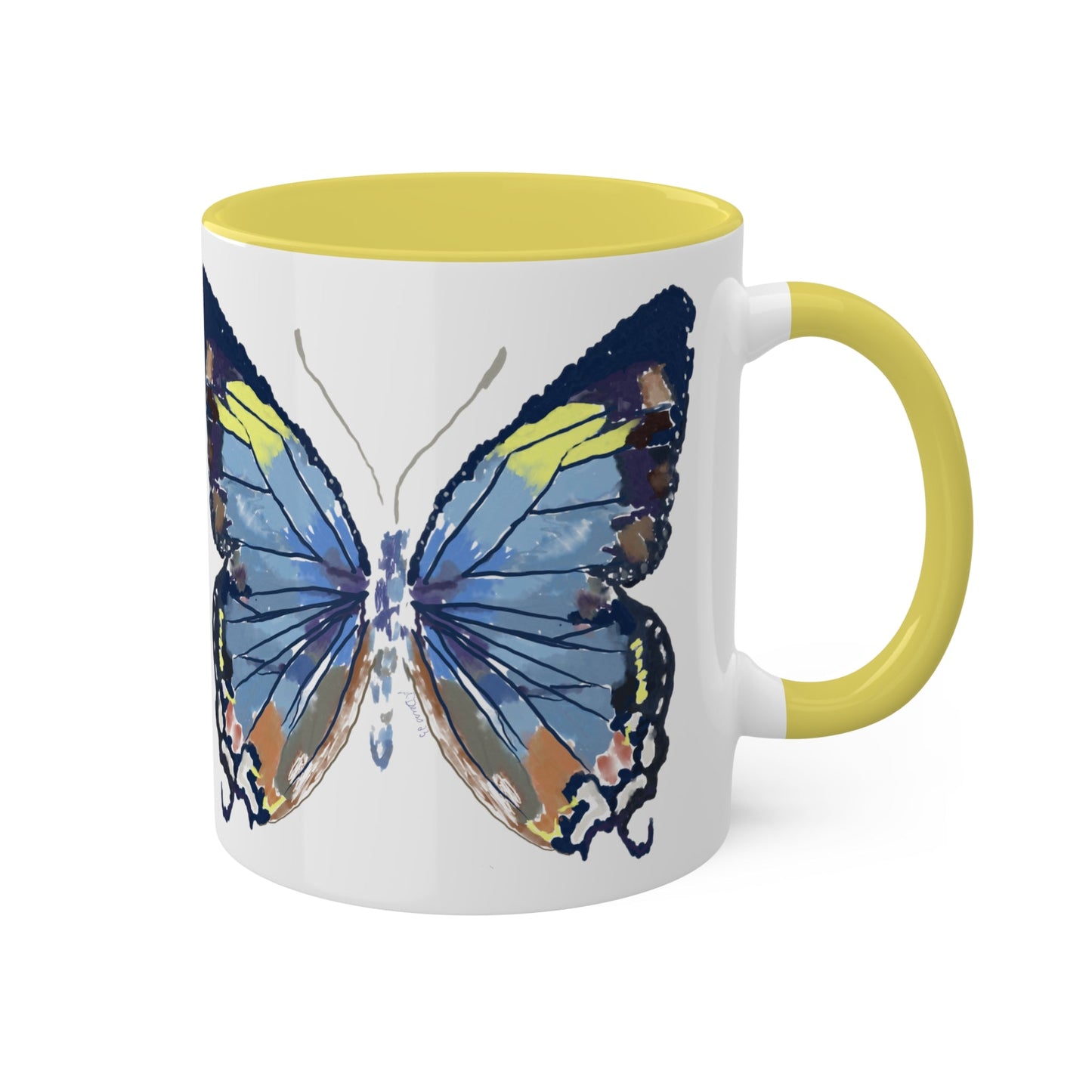 Butterfly Coffee Mugs, 11oz- Two tone - Blue Cava