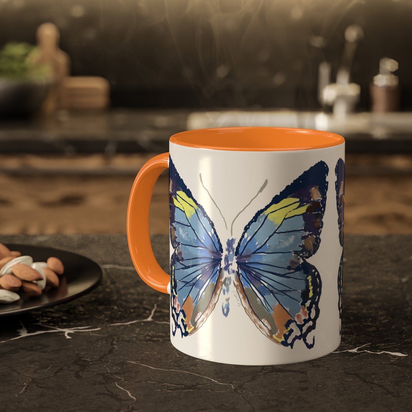 Butterfly Coffee Mugs, 11oz- Two tone - Blue Cava