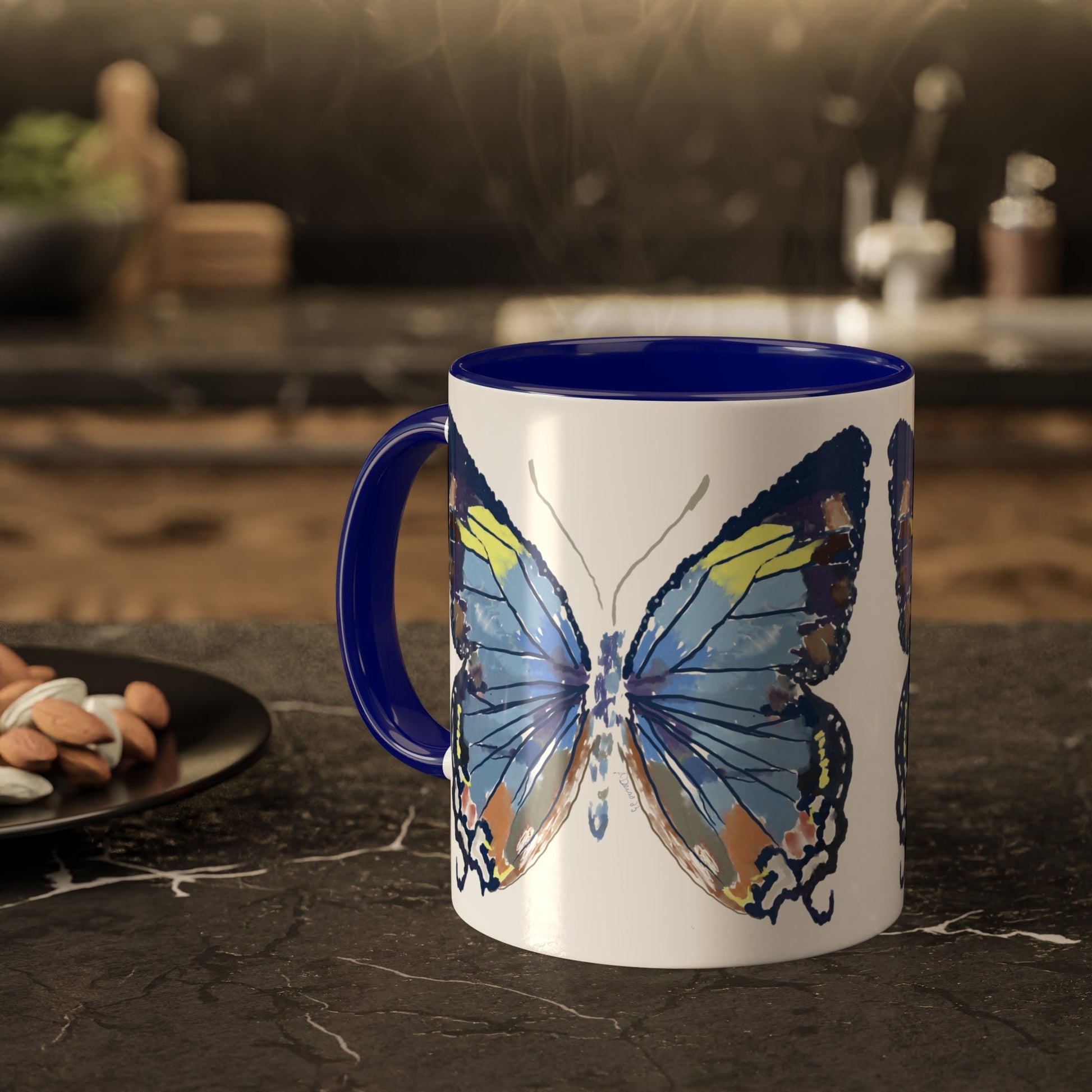 Butterfly Coffee Mugs, 11oz- Two tone - Blue Cava