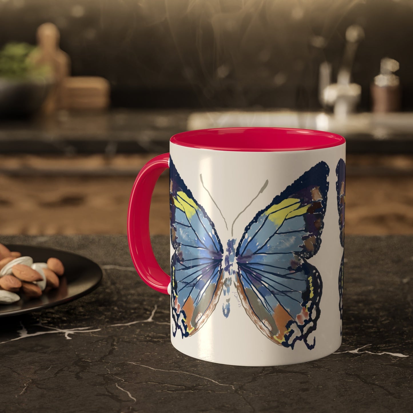 Butterfly Coffee Mugs, 11oz- Two tone - Blue Cava