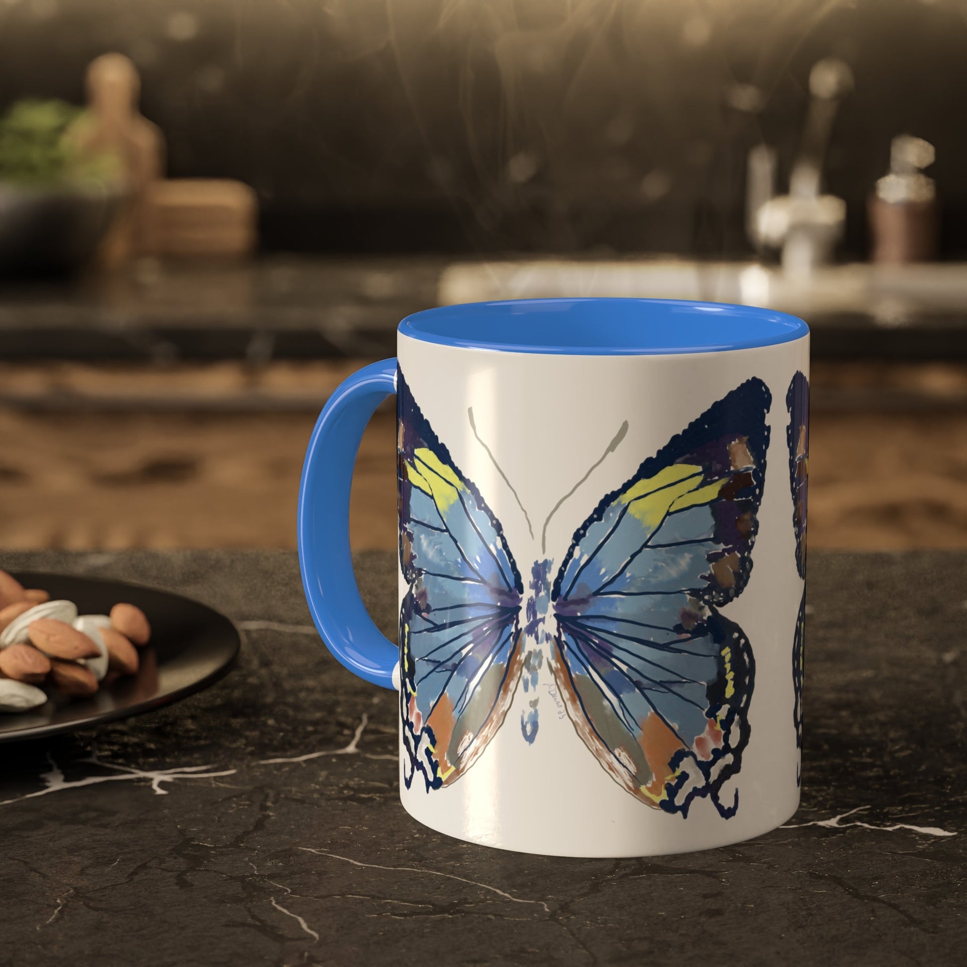 Butterfly Coffee Mugs, 11oz- Two tone - Blue Cava