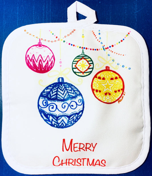 Christmas Balls Pot Holder - Blue Cava