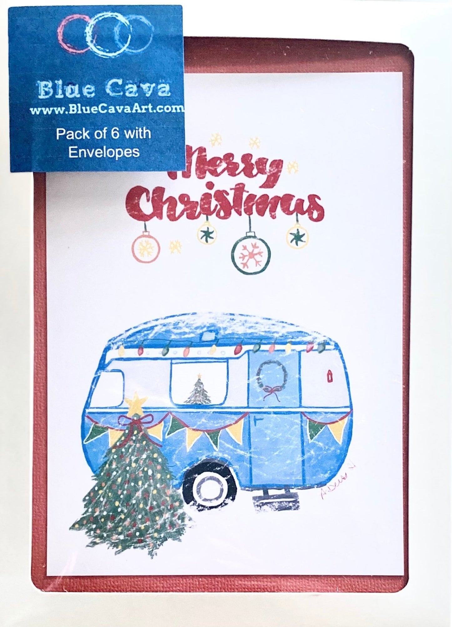 Christmas Camper Greeting card - Blue Cava