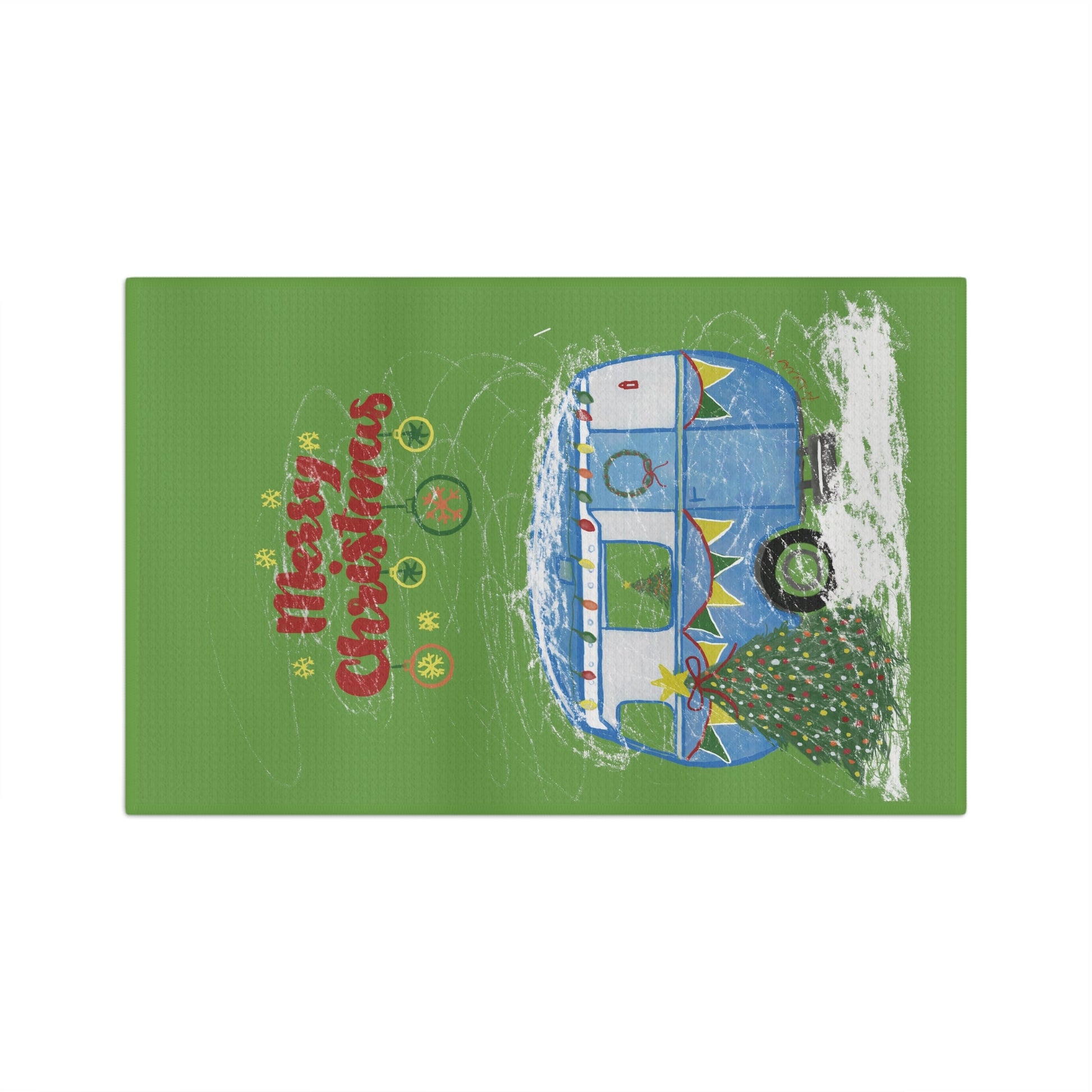 Christmas Camper Microfiber Waffle Towel - Blue Cava