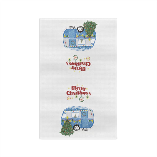 Christmas Camper Microfiber Waffle Towel - Blue Cava